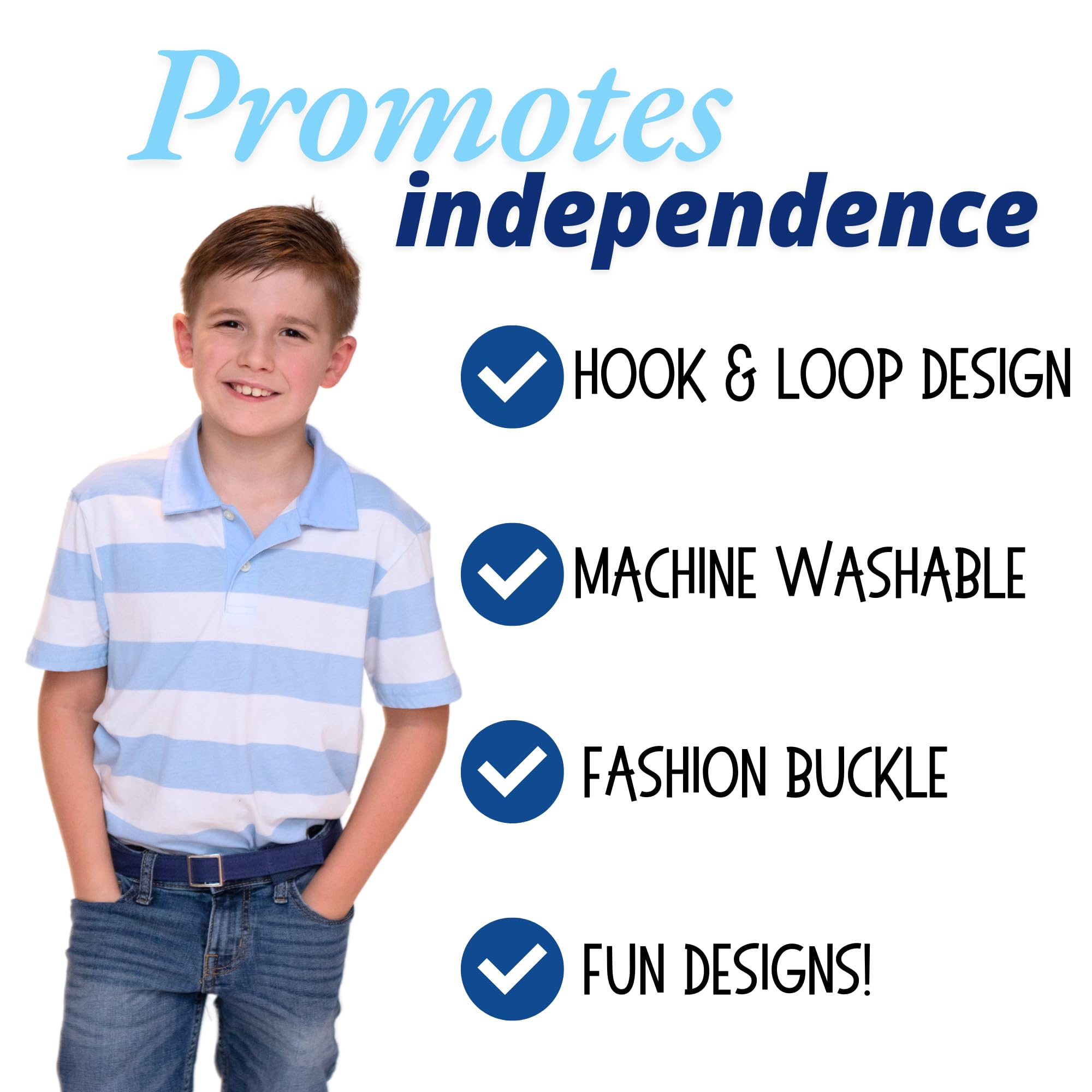 Easy Velcro Belt for Toddlers & Kids - Adjustable Solid Canvas Print Waistband - Perfect for Pants, Jeans & School Uniforms