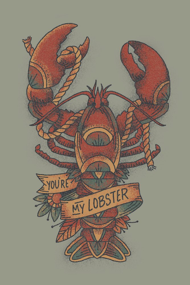 Signed Lobster Tattoo 83702 Art Print (24x36) - Premium Wall Decor Poster - Perfect for Home, Office & Gift Giving