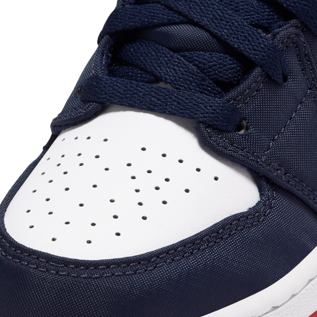 Air Jordan 1 Mid GS SE Sneakers - White, Varsity Red & Midnight Navy Basketball Shoes for Kids | Perfect for School, Sports & Casual Wear
