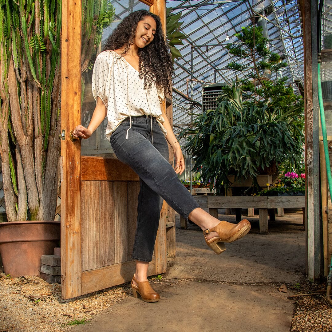 DANSKO SASSY MILLED BURNISHED Leather Clogs - Comfortable Slip-Resistant Shoes for Nurses, Chefs & Healthcare Workers