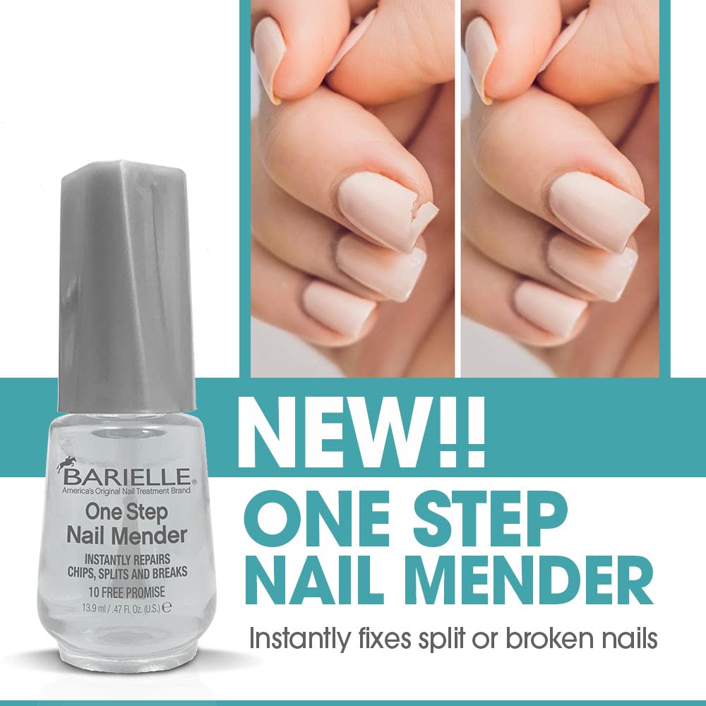 Barielle One Step Nail Mender & Strengthener Set - 2-Piece Nail Repair Kit with 1oz Nail Strengthener | Fast Fix for Broken Nails, Split Nails & Weak Nails | Perfect for Home Manicures & Nail Care Routine