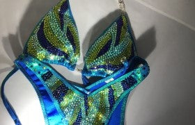 Stunning Figure Physique Competition Bikini - Ocean Colors for Women's Bodybuilding & Fitness Shows | Perfect for Stage Performances & Photo Shoots