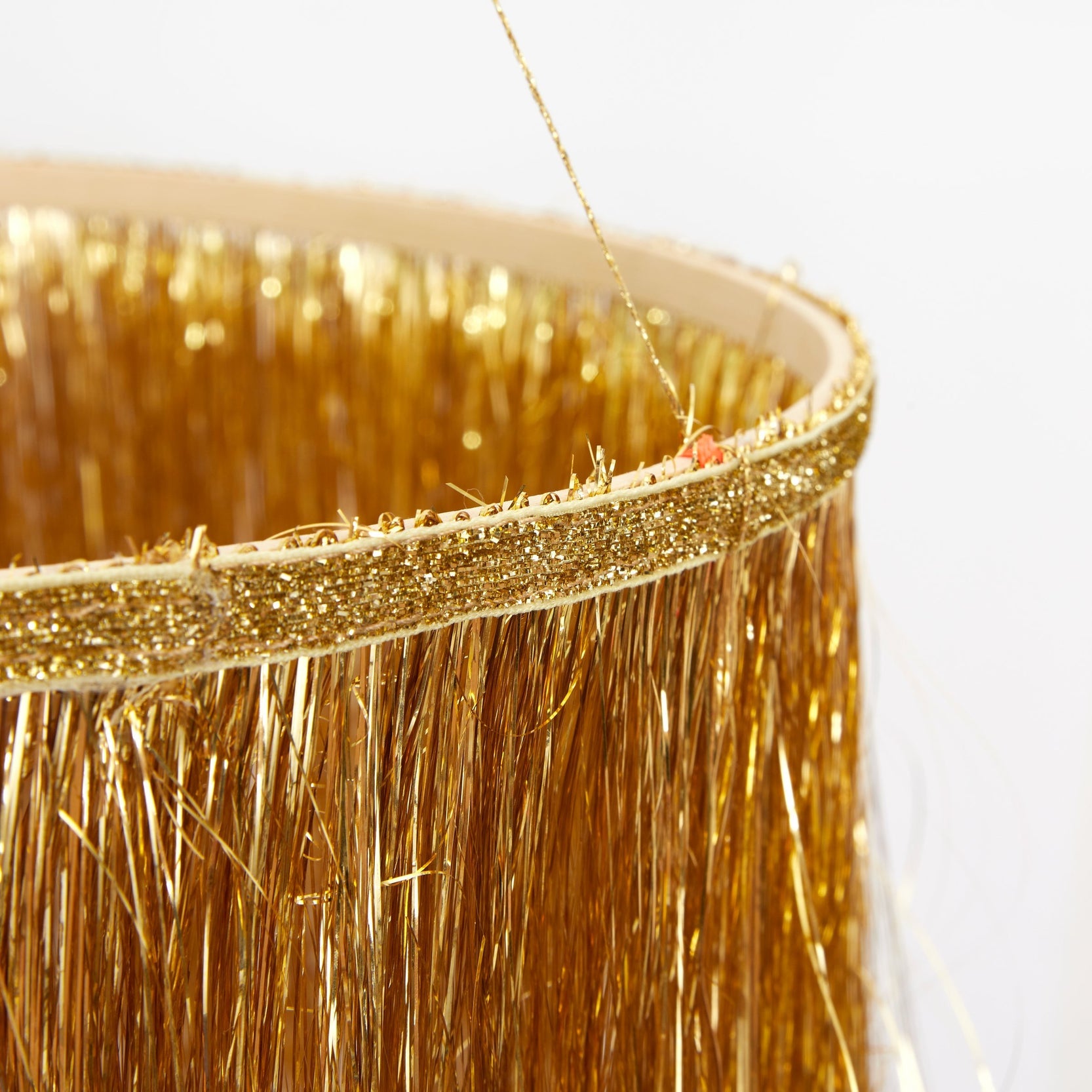 Elegant Gold Tinsel Chandelier - Modern Crystal Ceiling Light Fixture for Dining Room, Bedroom & Living Room Decor | Perfect for Weddings, Parties & Home Renovation