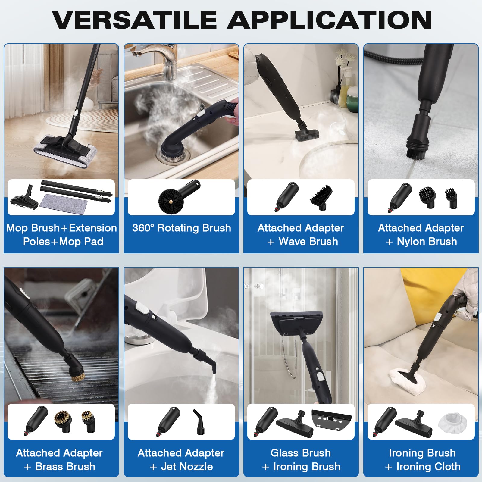 TVD Heavy Duty Steam Cleaner with 26 Accessories - 5M Extra-Long Cord for Floors, Grout, Upholstery & Car Detailing | Perfect for Home Deep Cleaning, Tile & Carpet Sanitizing