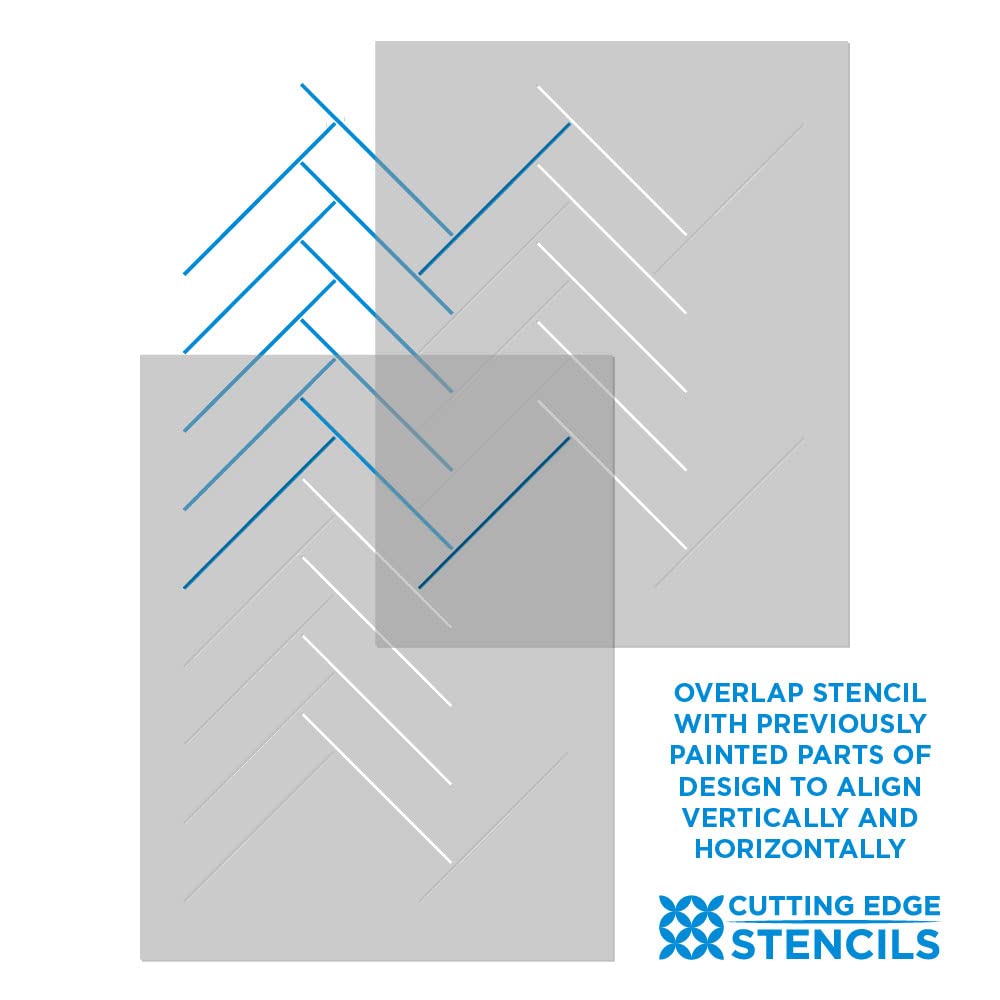 Herringbone Subway Tile Stencil Kit - Reusable DIY Tile Stencils for Kitchen Backsplash, Bathroom & Home Décor - Easy Peel & Stick Stenciling for Walls, Floors & Furniture Makeover