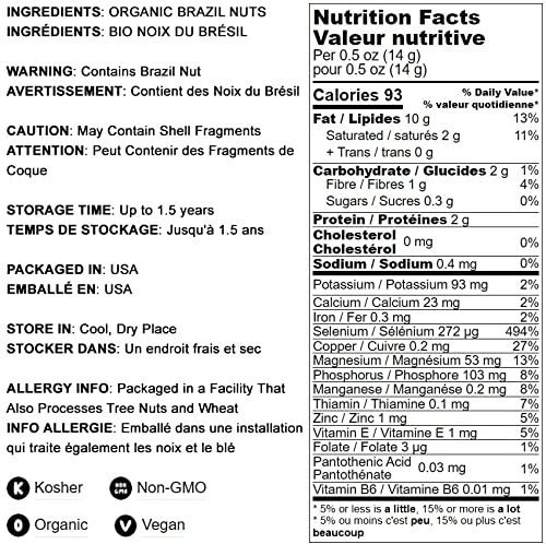 Organic Dry Roasted Brazil Nuts, 8 Pounds – Non-GMO, Whole, Unsalted, Vegan, Kosher, Bulk Snacks | High in Protein, Selenium & Healthy Fats | Keto, Paleo & Plant-Based Diet Friendly | Perfect for Snacking, Baking & Trail Mixes