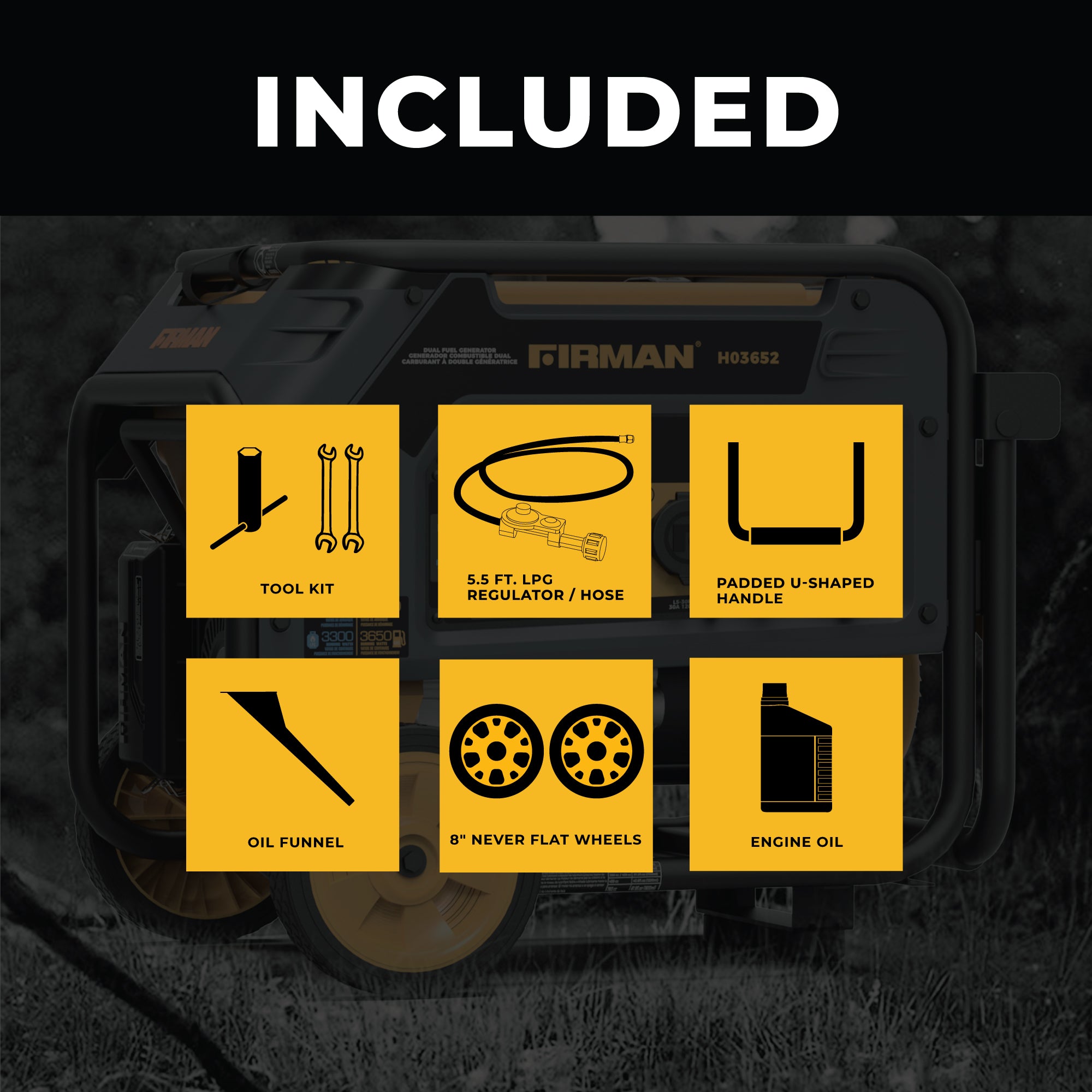 3650W Dual Fuel Portable Generator with Recoil Start - Perfect for Camping, Home Backup & Outdoor Power Needs