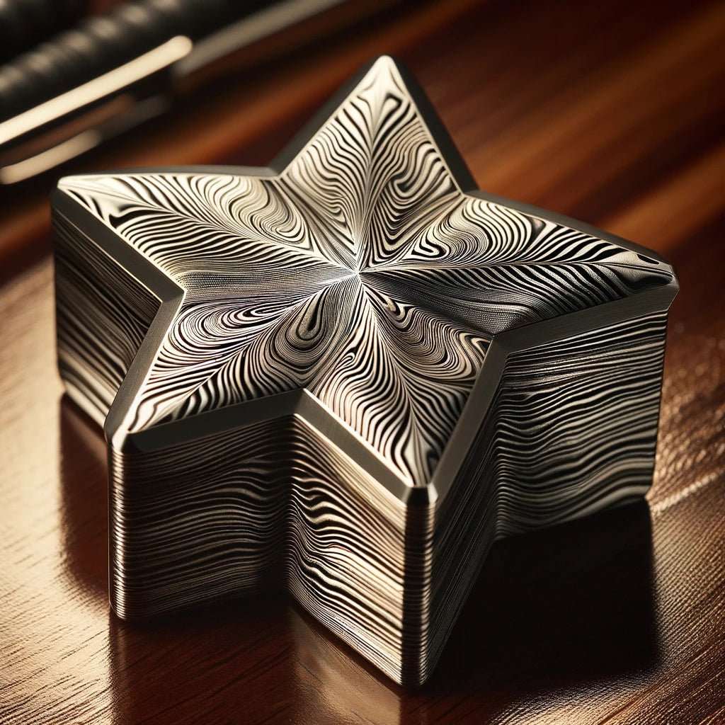 Premium Aurora Damascus Steel Paperweight - Handcrafted Office & Home Desk Decor for Professionals & Writers | Elegant Gift for Bosses & Colleagues | Perfect for Document Organization & Stylish Workspace Setup