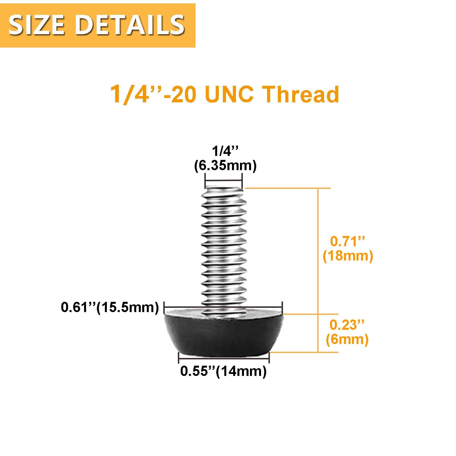 20 Pcs 1/4'' UNC Thread Adjustable Furniture Levelers - Heavy Duty Table Feet & Chair Glides for Wobbly Tables, Chairs, Sofas & Furniture - Perfect for Home, Office & Restaurant Use
