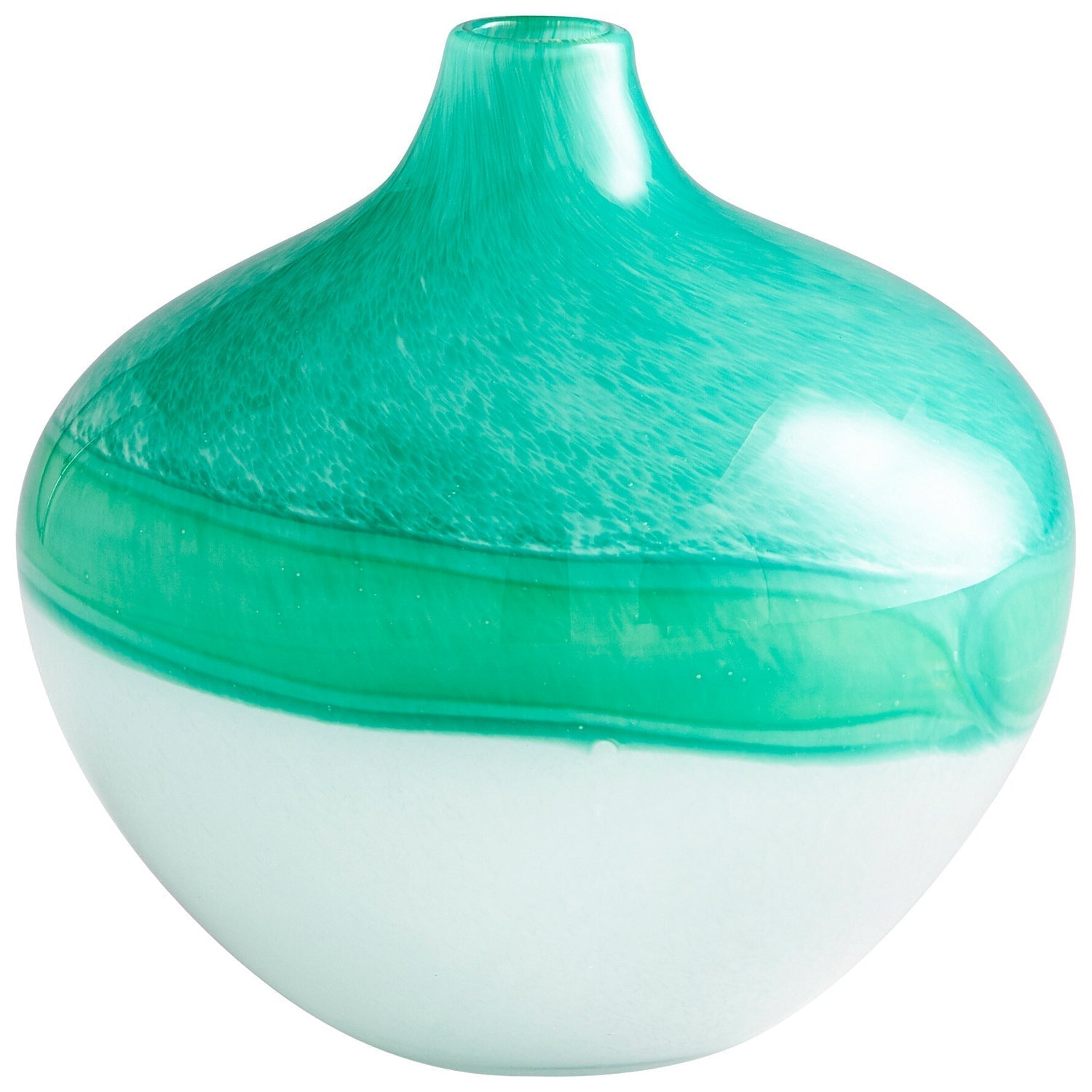 Cyan Design 09520 Iced Marble Vase - Turquoise & White Medium Size - Elegant Home Decor for Living Room, Dining Table, Wedding Centerpiece