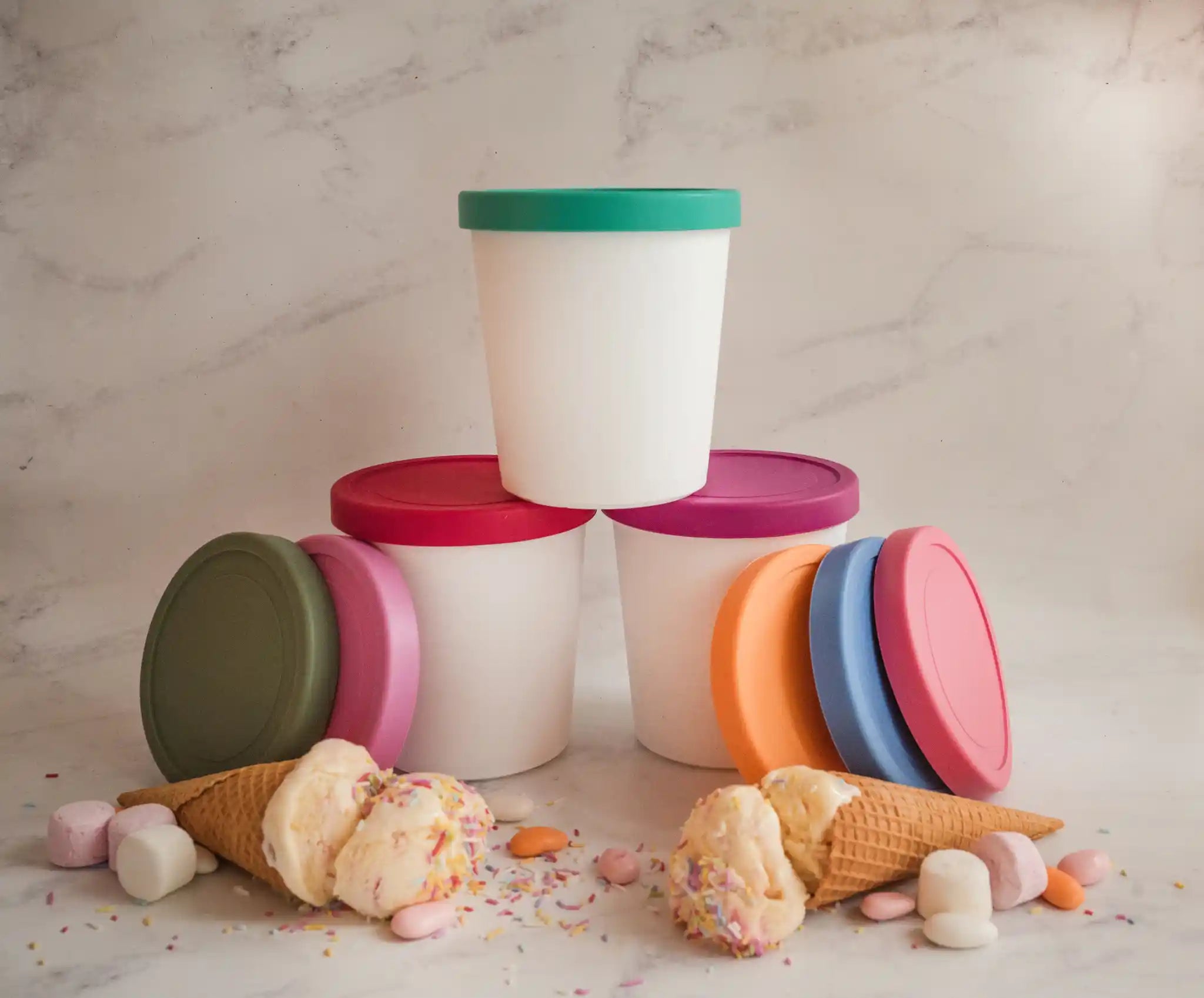 4-Piece Silicone Mixed Lid Set - Airtight & Leakproof for Food Storage - Perfect for Meal Prep, Leftovers & Freezing