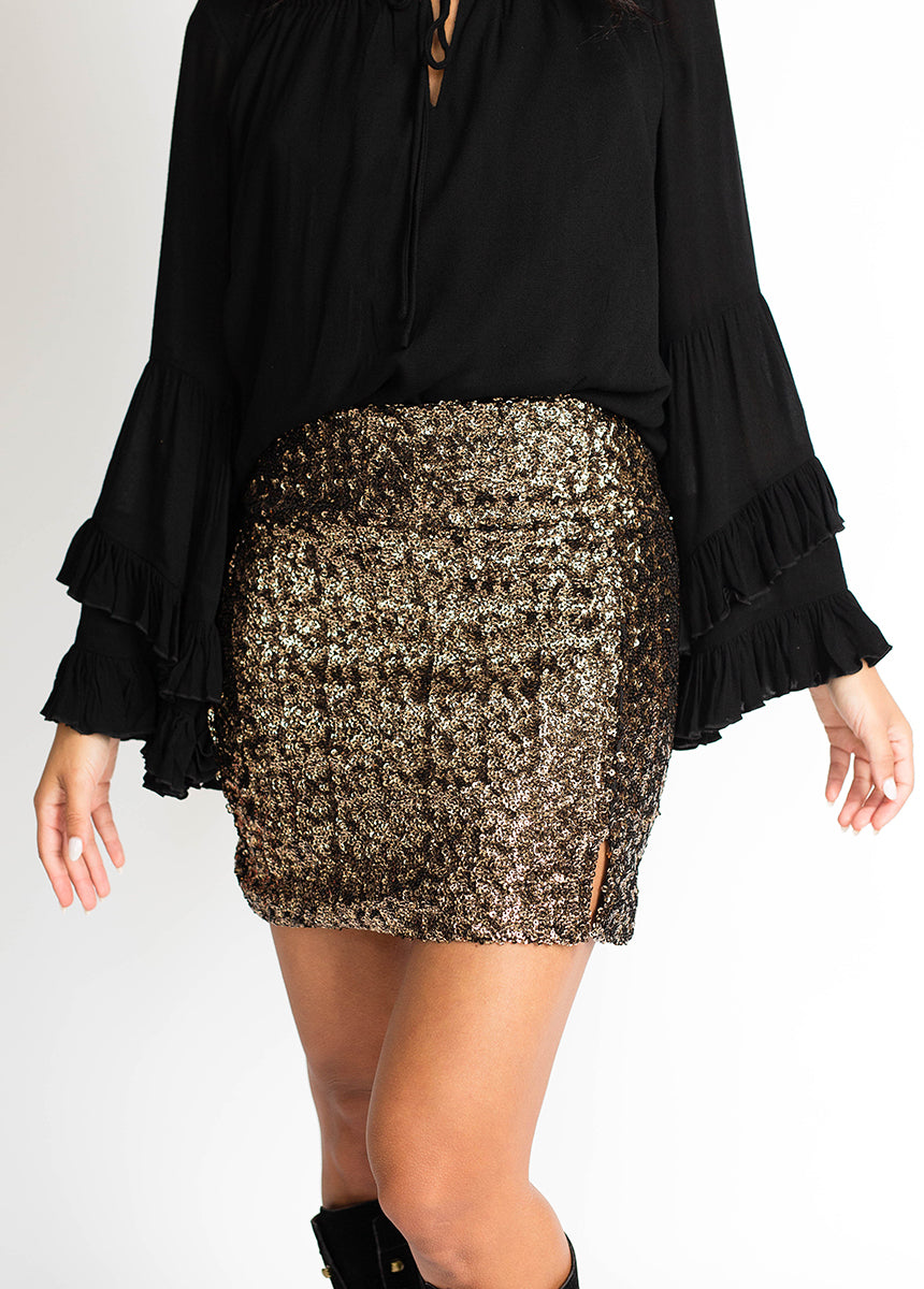 Jaycie Bronze Skirt for Women - Elegant Midi Skirt with Stretchy Waistband, Perfect for Office, Party & Casual Wear | Fashionable & Comfortable Outfit for Everyday Style