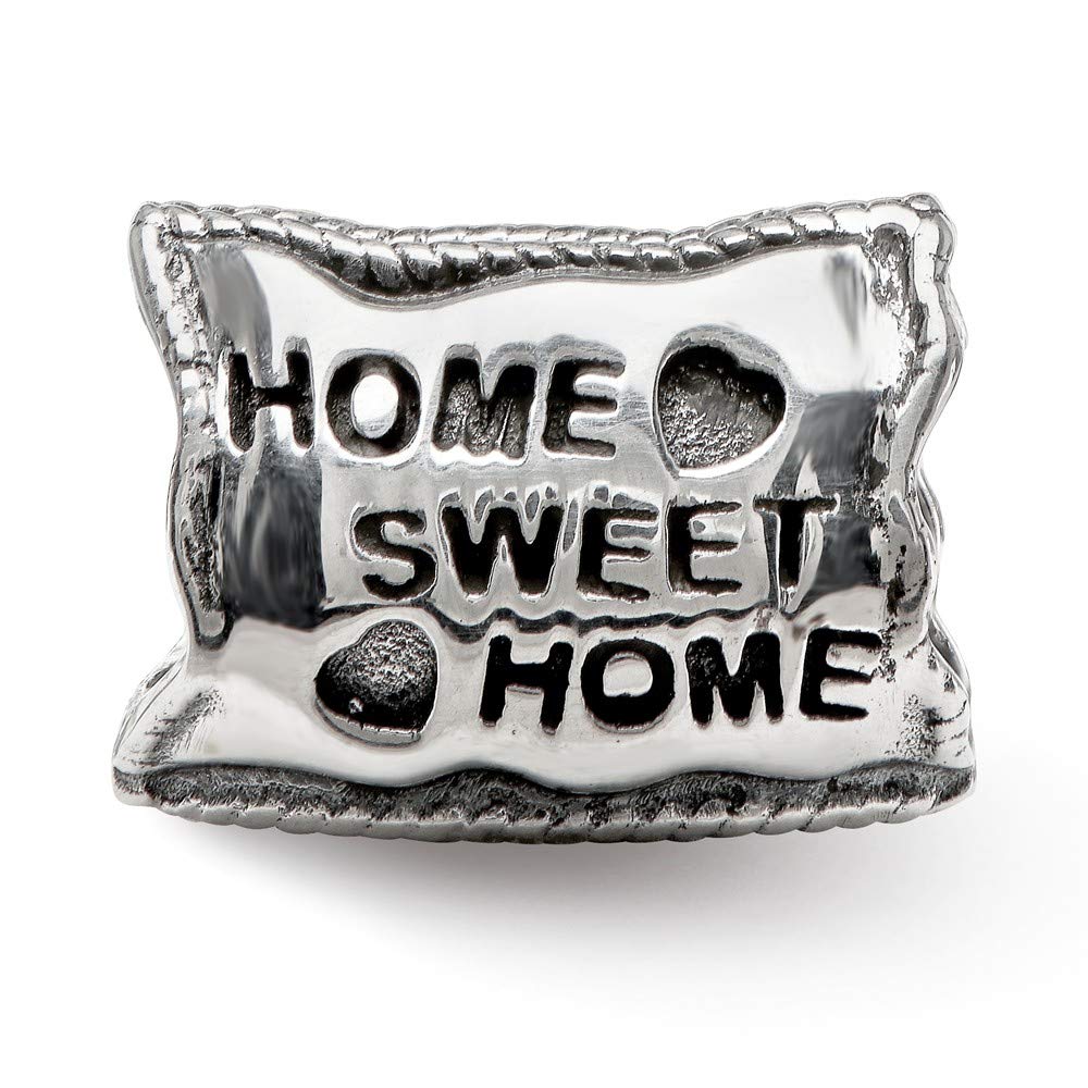 925 Sterling Silver Home Sweet Home Bead Charm Pendant - 9mm x 12mm for Jewelry Making, Bracelets & Necklaces - Tiny Silver Charm for DIY Crafts & Gifts
