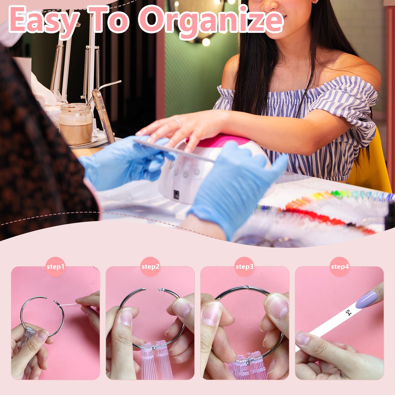 300 Pcs Clear Square Nail Polish Swatch Sticks with Number Stickers & Ring - Professional Nail Color Display for Salons, DIY Nail Art at Home, Perfect for Organizing and Testing Nail Polish Colors