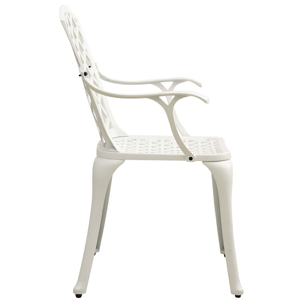5-Piece Outdoor Bistro Set - All-Weather Cast Aluminum Patio Dining Furniture - White Garden Conversation Set for Backyard, Poolside & Restaurant Use