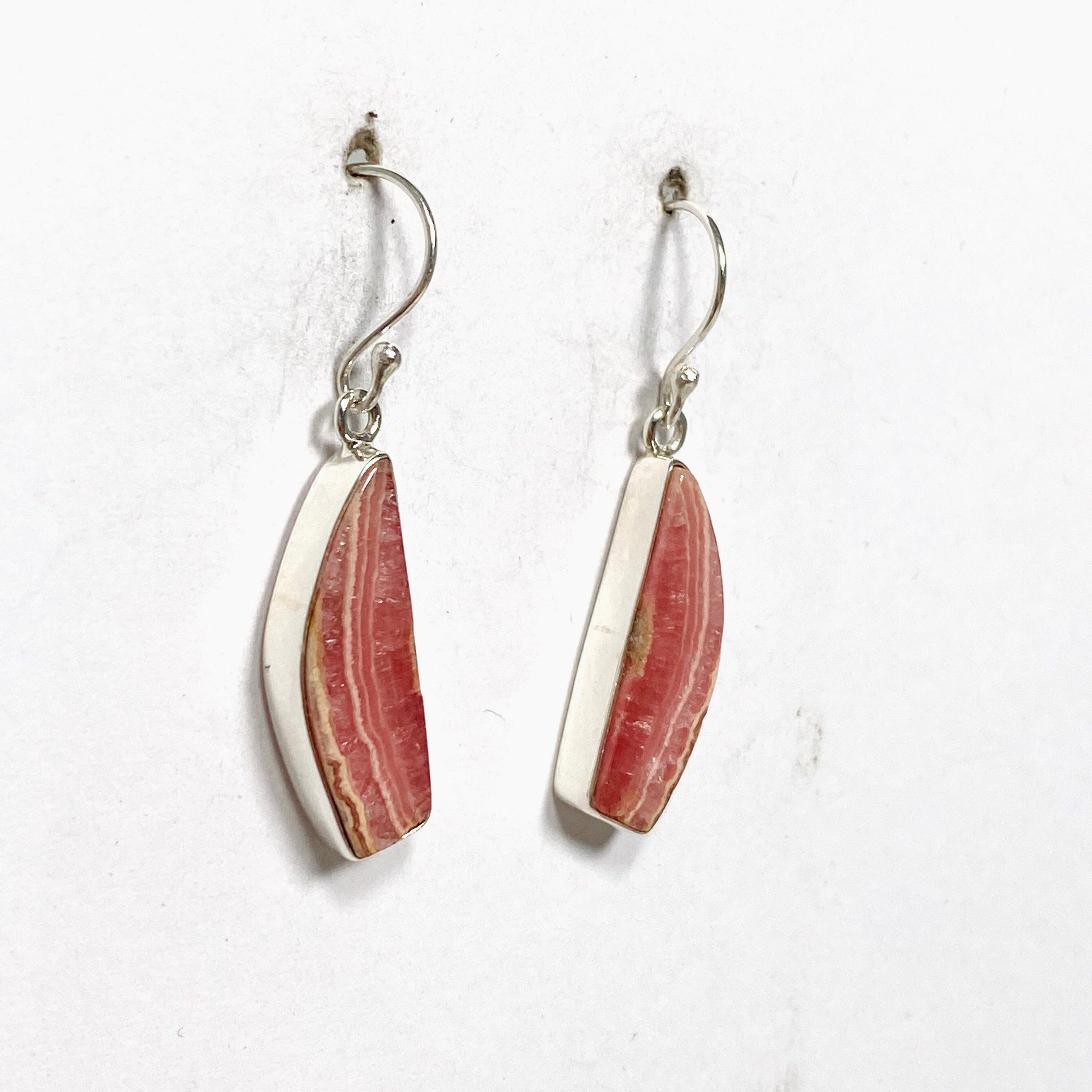 Rhodochrosite Freeform Earrings KEGJ1463 - Handmade Gemstone Jewelry for Women, Boho Dangle Earrings - Perfect for Parties, Weddings & Everyday Wear