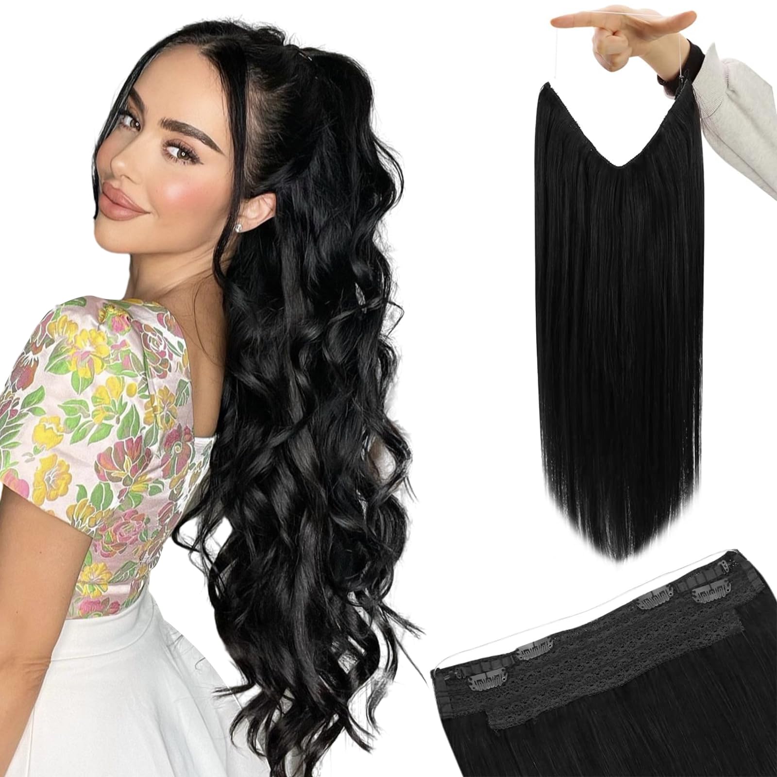 Premium 100% Human Hair Wire Hair Extensions for Women - Clip-In, Heat Resistant, Natural Look for Daily Styling & Special Occasions