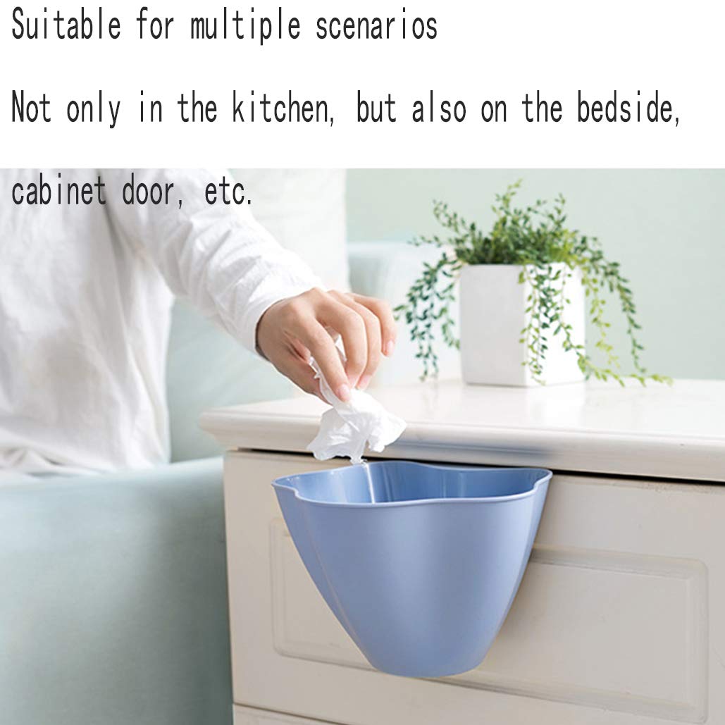 Space-Saving Hanging Trash Can for Kitchen - No Lid, Mounts on Cabinet Door - Compact Household Waste Bin (Blue) - Perfect for Small Kitchens, RVs & Under-Sink Storage