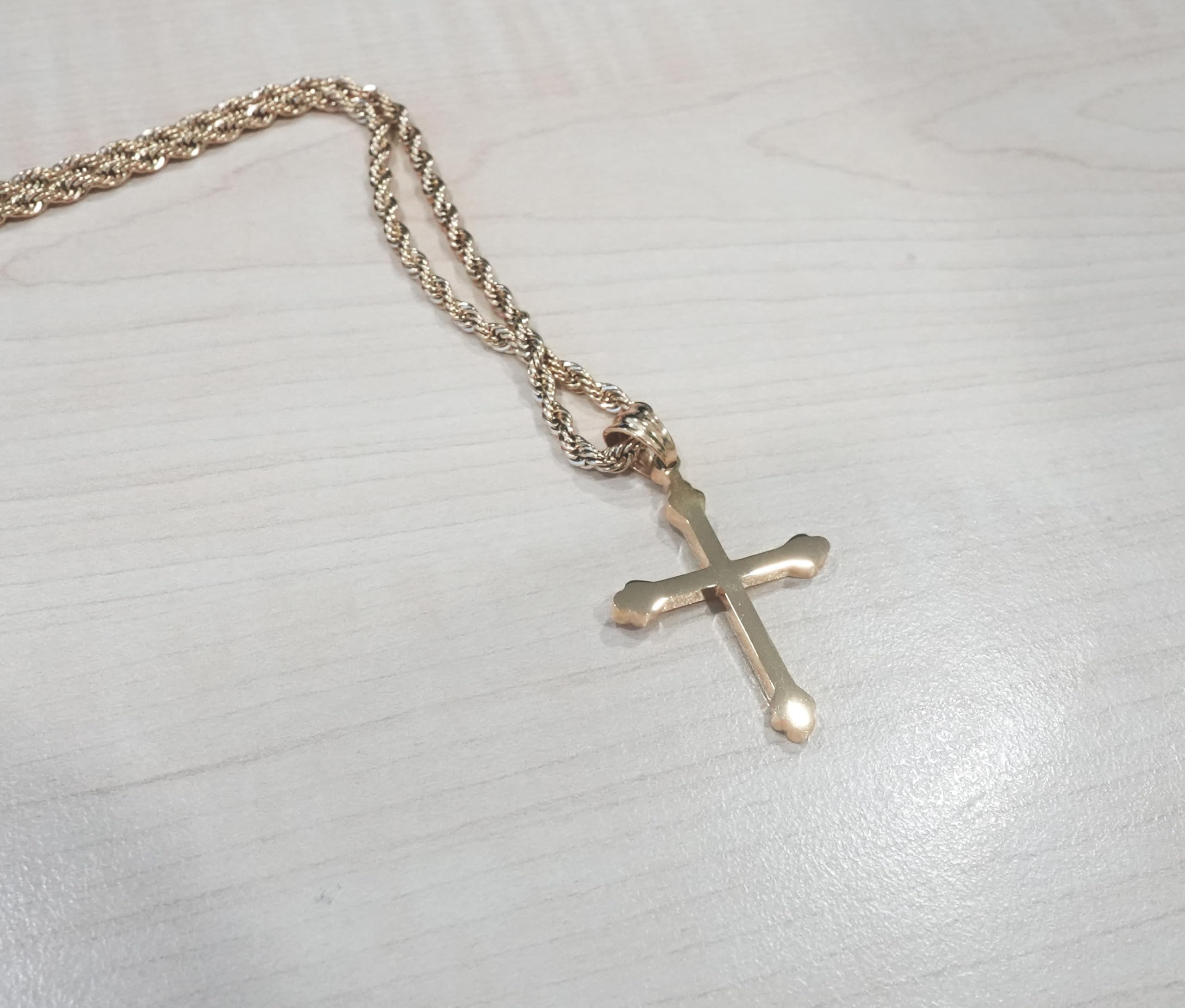 18K Gold Cross Necklace for Men & Women - Baptism Gift Jewelry for Daily Wear & Special Occasions