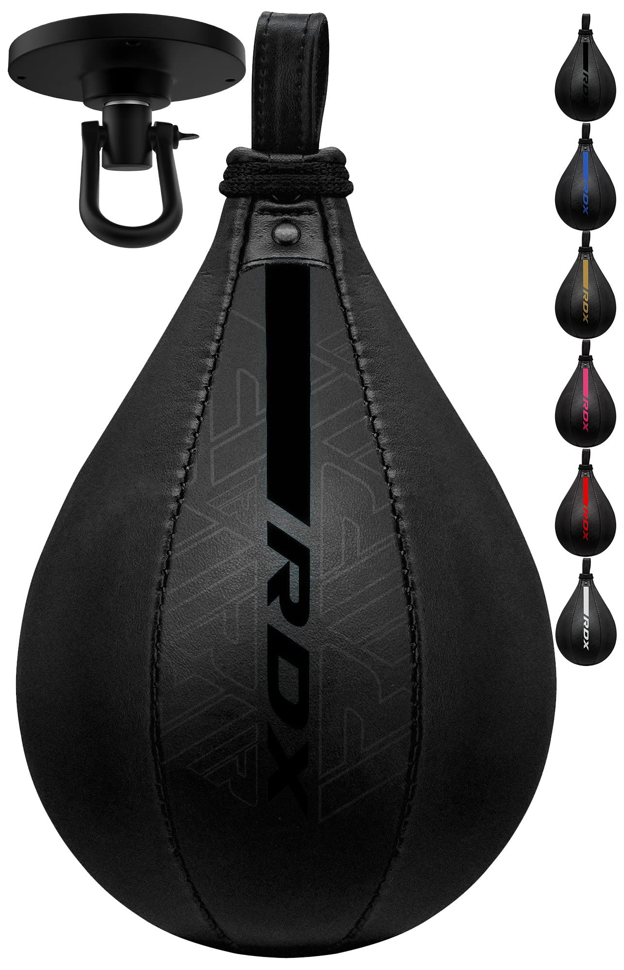 RDX Speed Bag Boxing Ball and Swivel Set - Premium Maya Hide Leather Punching Bag with Extra Bladder for MMA, Muay Thai, Kickboxing Training | Home Gym Equipment for Boxing Workouts & Martial Arts Practice | Perfect for Home Fitness, Boxing Drills, and Combat Sports Training