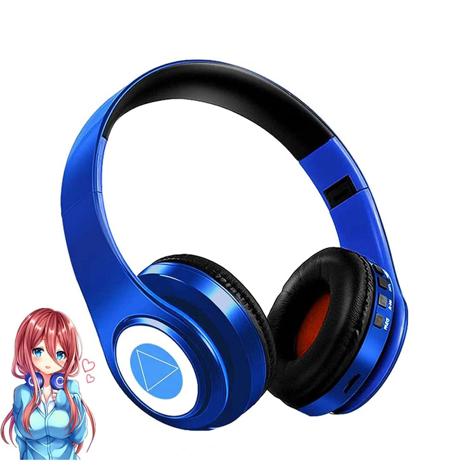 Nakano Miku Bluetooth Headphones - Wireless Over-Ear Foldable Headset with Built-in Mic, Hi-Fi Stereo Sound, Anime Cosplay Accessory (Blue) | Perfect for Gaming, Music Listening, and The Quintessential Quintuplets Fans