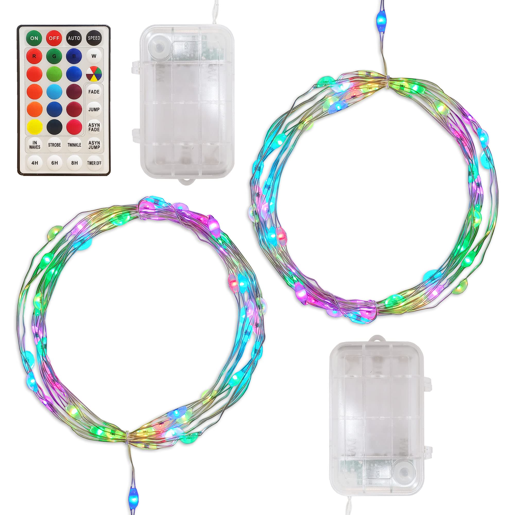 LumaBase Battery Operated Fairy String Lights with Remote Control - 2 Pack Waterproof LED Christmas Lights for Bedroom, Wedding, Party, Garden & Outdoor Decor
