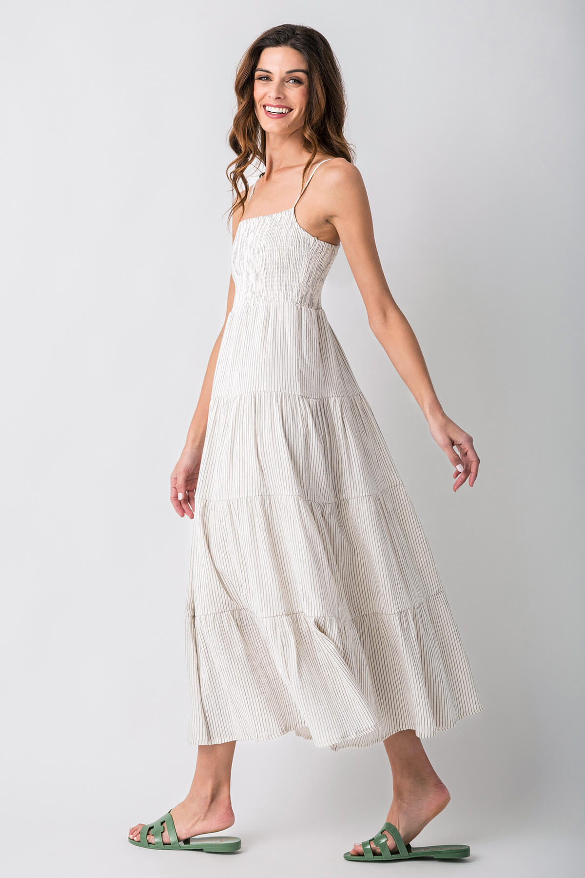 Z Supply Women's Striped Maxi Dress - Flowy Long Sleeve Boho Beach Cover Up Dress for Summer Vacation & Casual Outings