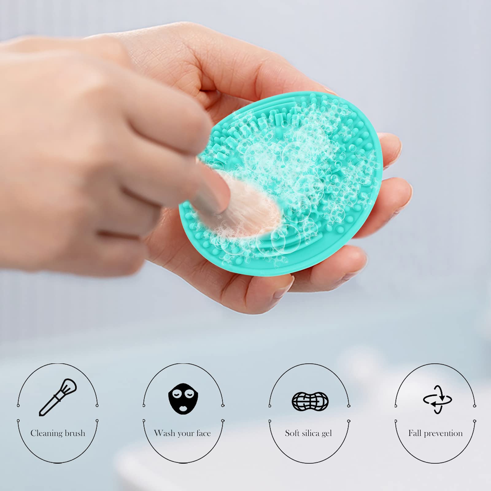 3pcs Makeup Brush Cleaning Cup Set - Professional Cosmetic Brush Cleaner with Scrubber Pad, Beauty Tool for Quick & Hygienic Brush Care (Perfect for Home Salon & Travel Makeup Kits)