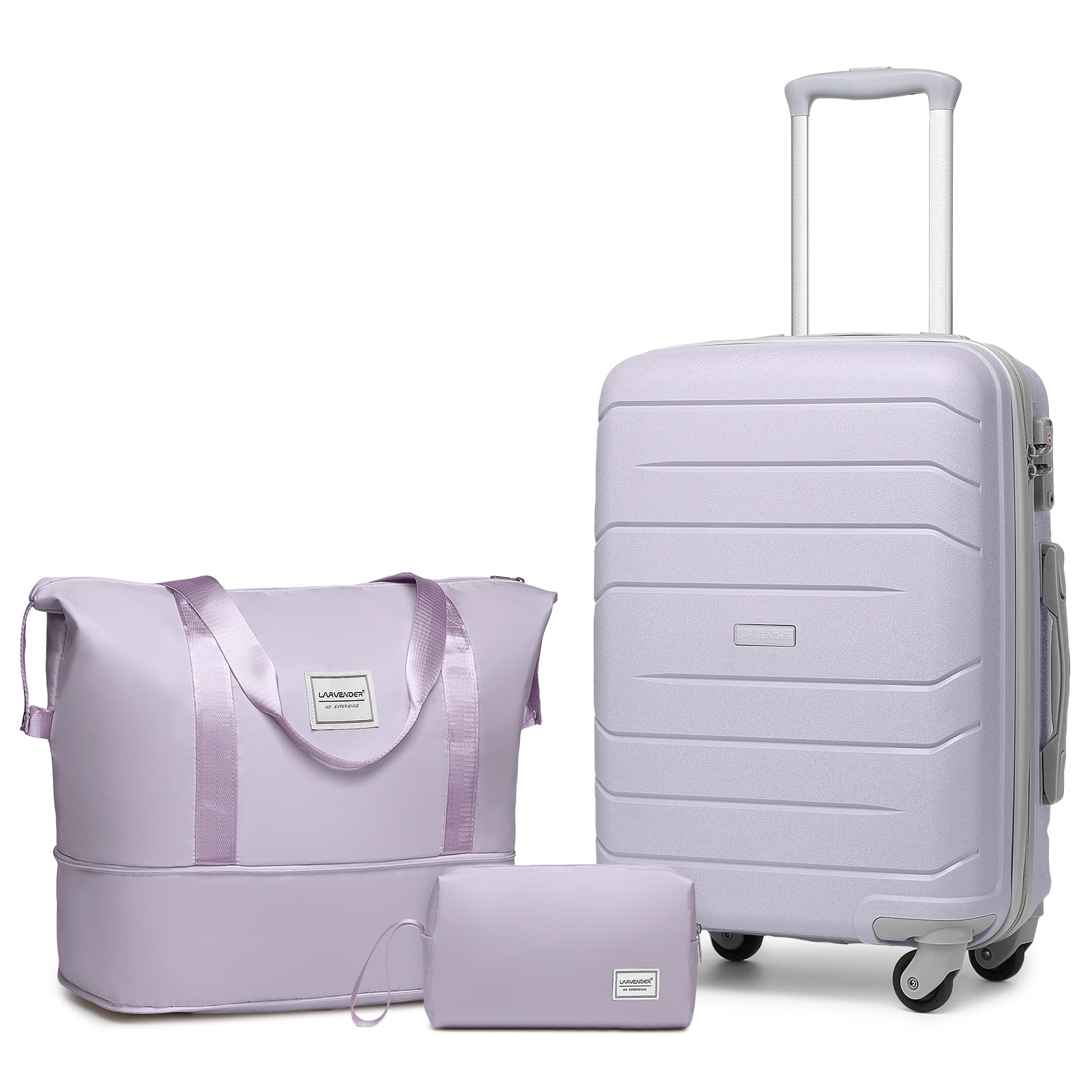 Lavender 20-Inch Hard Shell Carry On Luggage Set for Women - 3-Piece Spinner Wheel Suitcase with TSA Lock (22x14x9 Inches) Airline Approved - Perfect for Business Travel, Weekend Getaways & Family Vacations