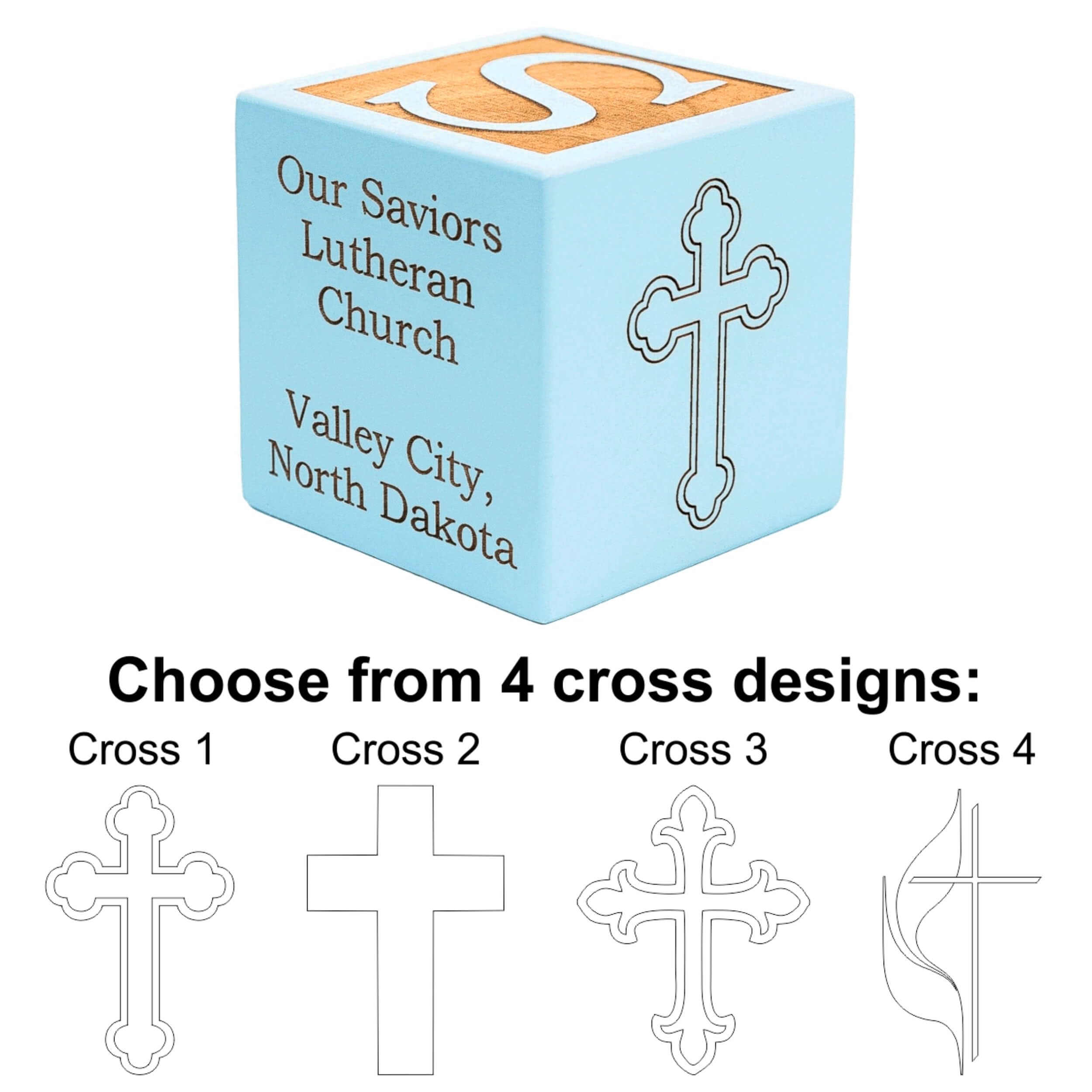 Personalized Blue Baby Baptism Wood Block - Custom Christening Gift for Boys - Choose from 3 Sizes (2.5