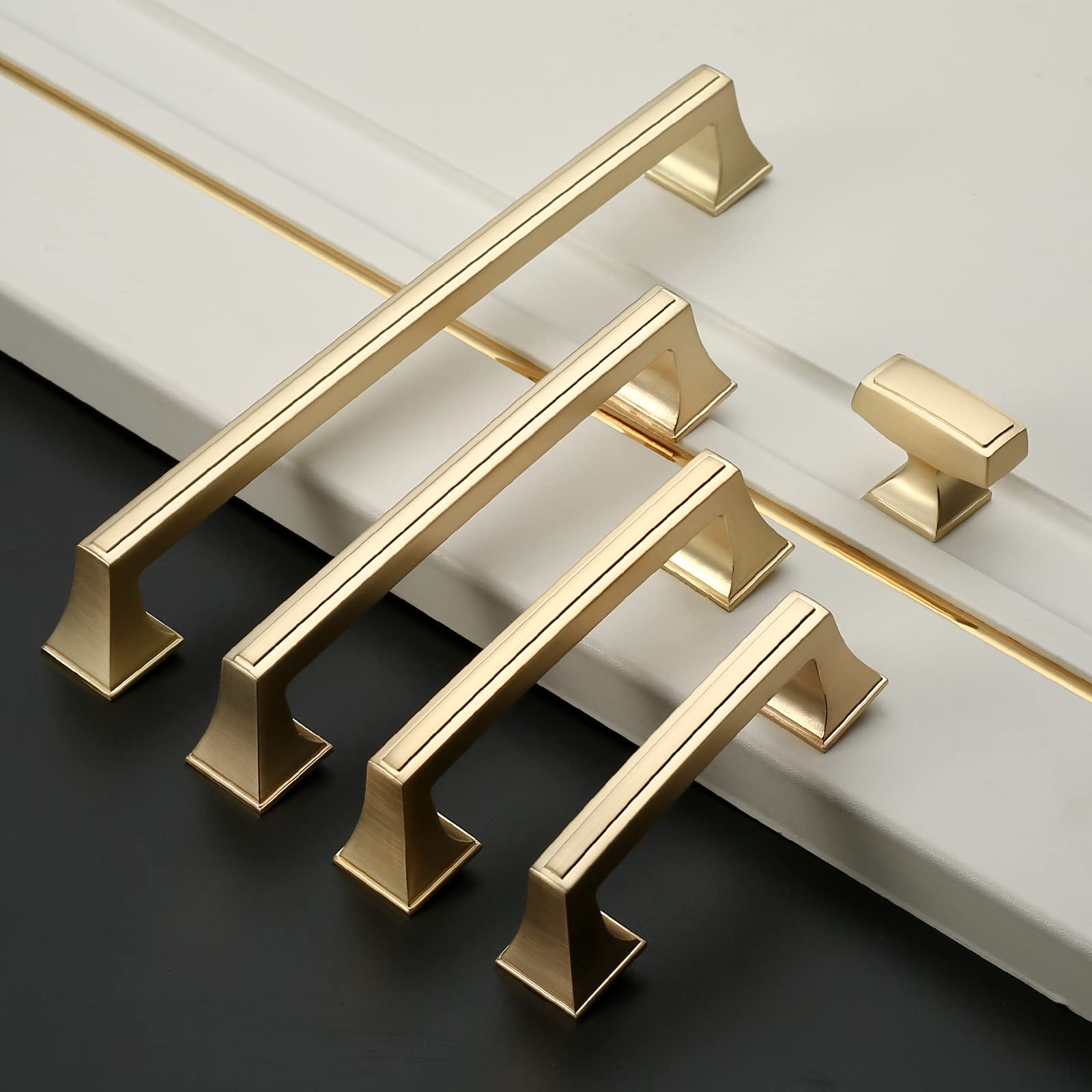 Amerdeco 10 Pack Brushed Brass Cabinet Pulls 3.75