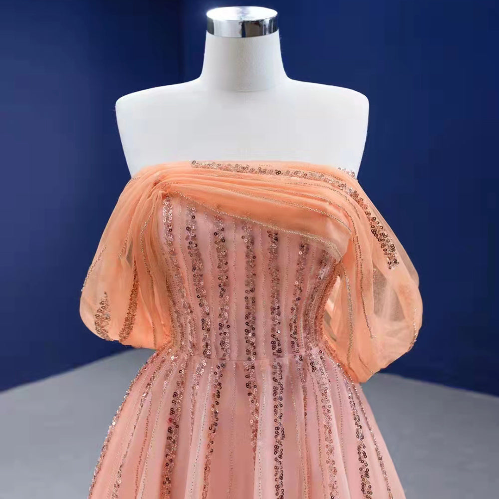 Serene Hill Orange A-Line Luxury Evening Dresses 2025 - Beaded Sexy Women's Gowns for Wedding, Party & Special Occasions | Elegant Formal Wear for Prom, Cocktail & Black Tie Events | Style HM67393