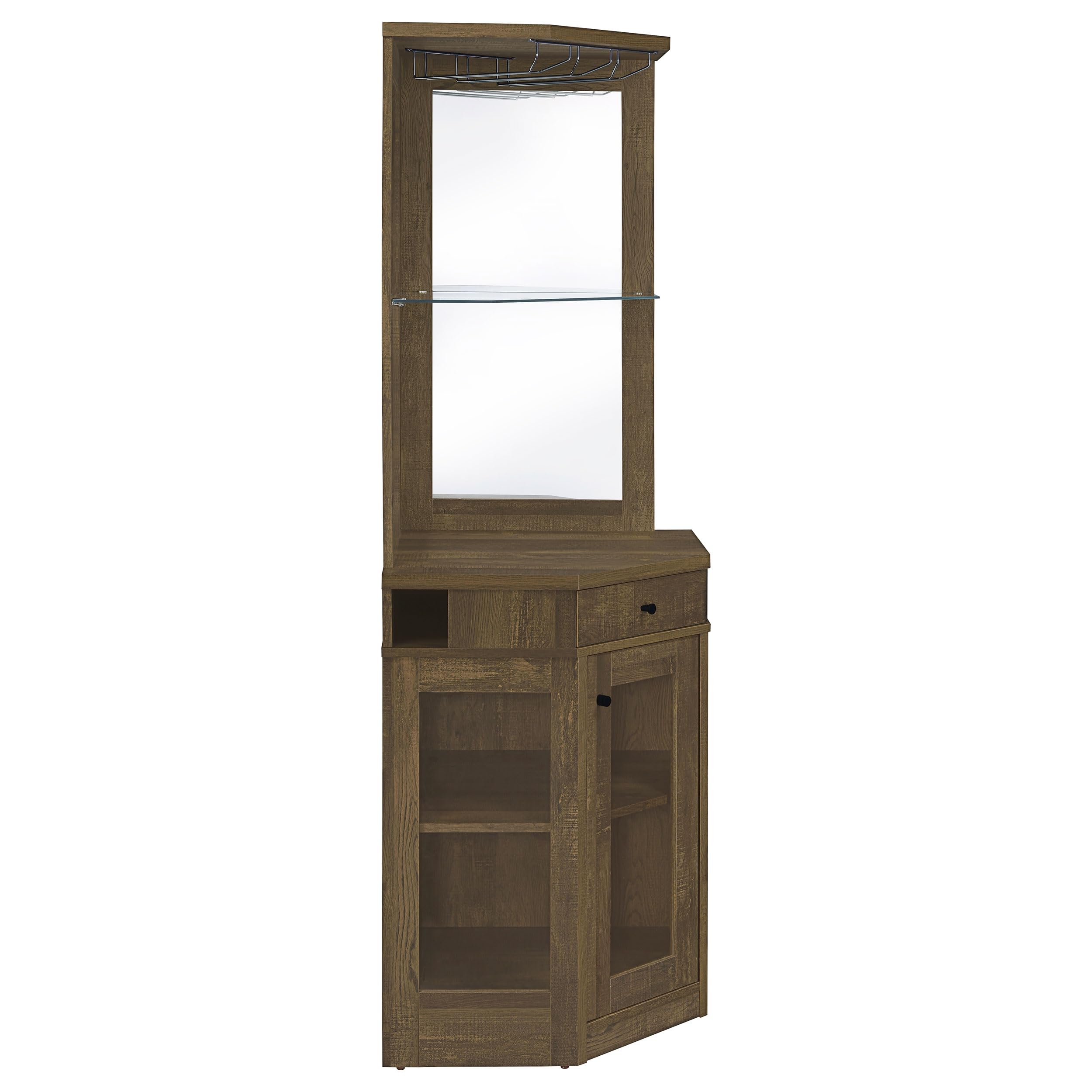 Rustic Oak Bar Cabinet with Stemware Rack - Coaster Furniture 182303 - Perfect for Home Bars, Dining Rooms & Entertaining Spaces