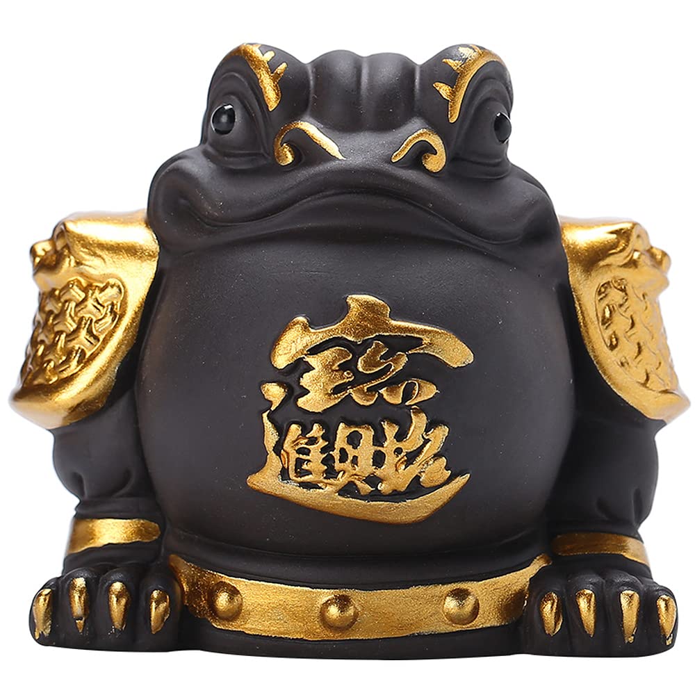 8cm Purple Sand Golden Toad Tea Pet - Feng Shui Lucky Money Toad Decor for Tea Ceremony | Tea Table Accessory for Good Fortune & Wealth | Perfect for Zen Tea Rooms, Home Office Desk & Gift Giving