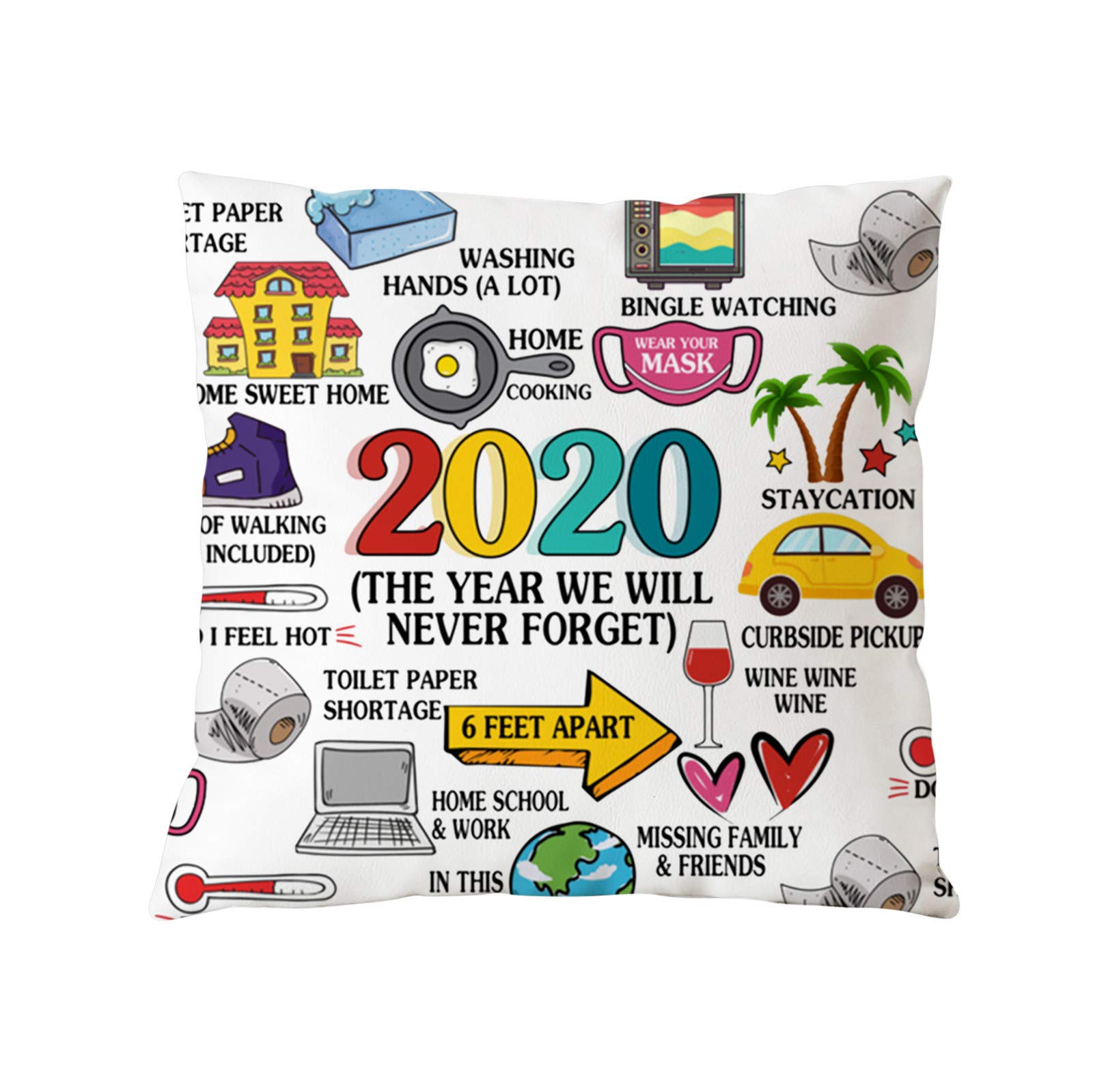 Remember 2020 Decorative Throw Pillow Cover - Funny Novelty Cushion Case for Sofa, Bed, Dorm - Soft Polyester Pillowcase (18x18 Inches, Letter C Design)