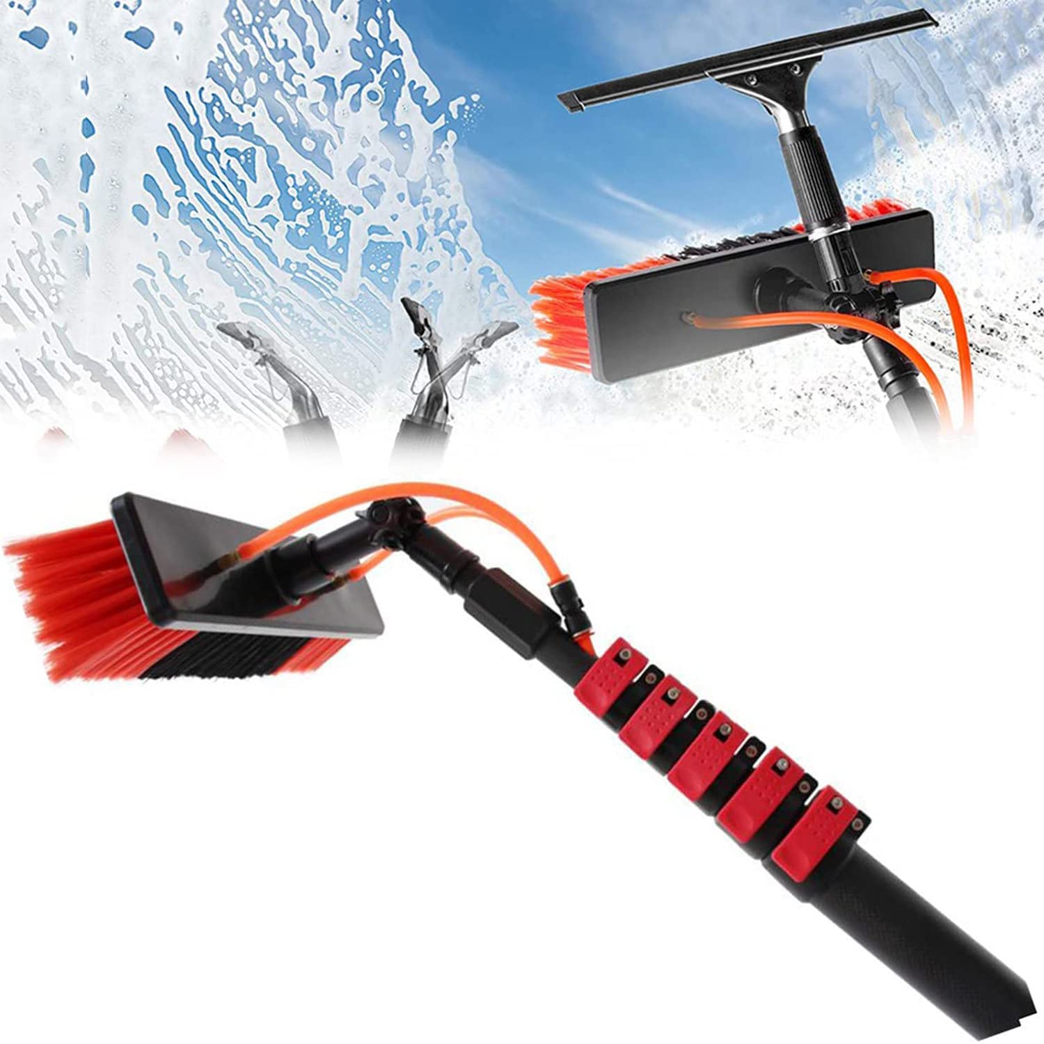 **24FT Telescopic Water Fed Pole Kit - Window Cleaning Brush for Solar Panels & Tall Windows | Outdoor Glass Washer Wand with Extension Pole | Perfect for High-Rise Buildings & Hard-to-Reach Areas**