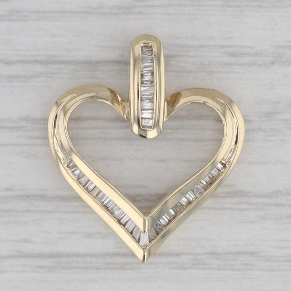 0.40ctw Open Heart Pendant Necklace in 10k Yellow Gold - Perfect for Valentine's Day Gifts & Anniversary Jewelry
