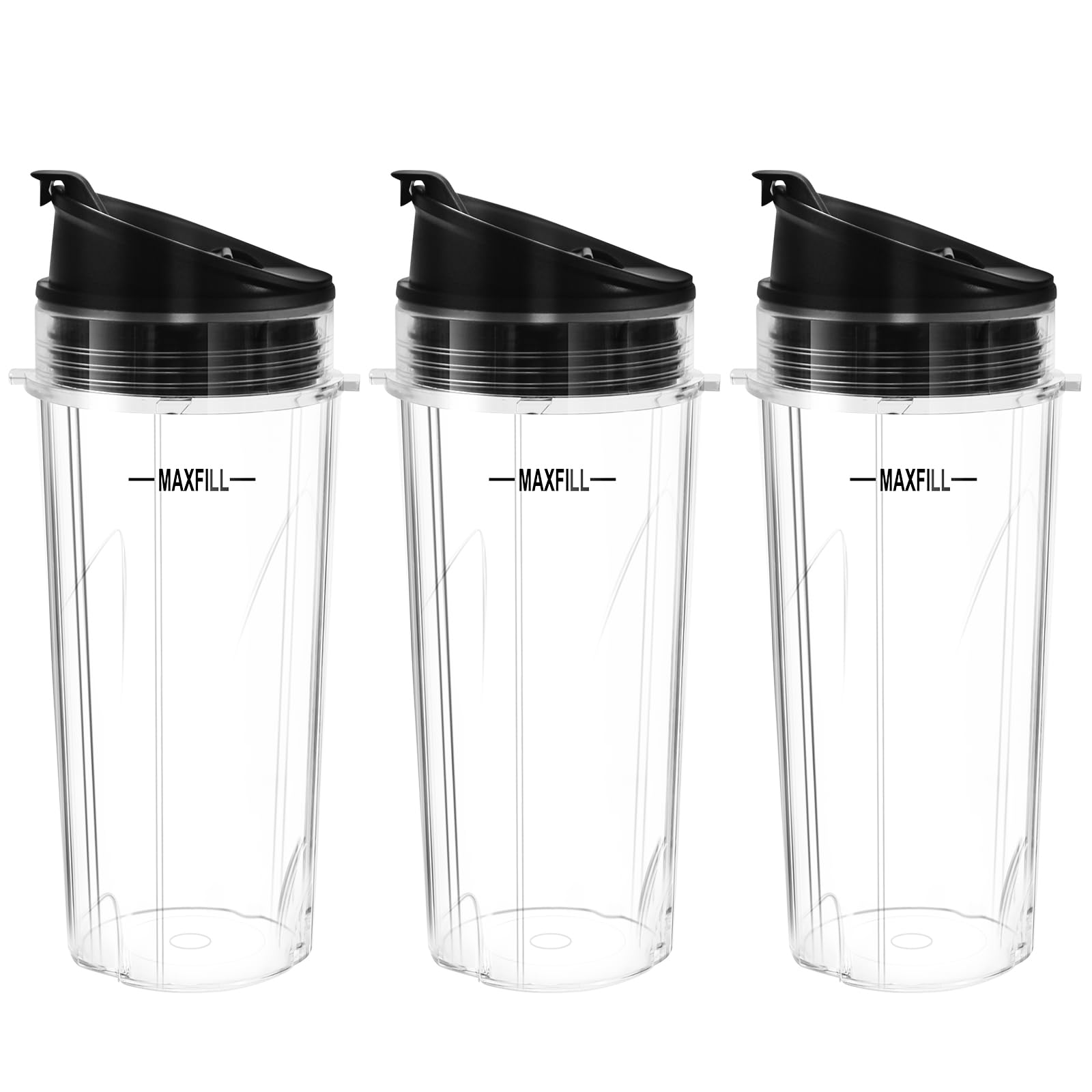 Ninja Blender Replacement Parts - 3 Pack 16oz Cups with Lids for Nutri Ninja Compact Personal Blender QB3001SS | Perfect for Smoothies, Protein Shakes & Meal Prep at Home or Gym