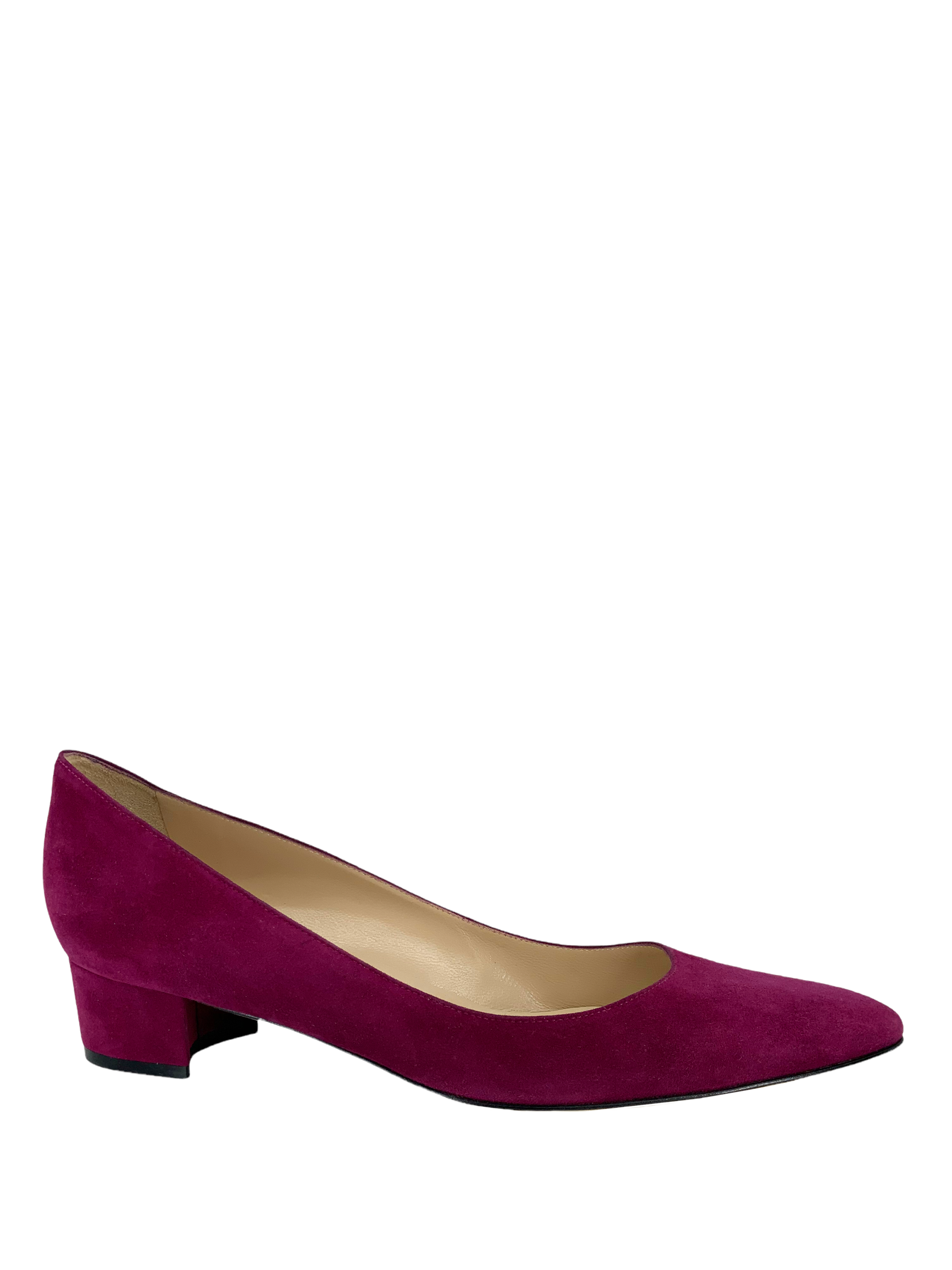 Manolo Blahnik Listony Block Heel Suede Pumps Size 9.5 - Elegant Women's Dress Shoes for Weddings, Parties & Office Wear