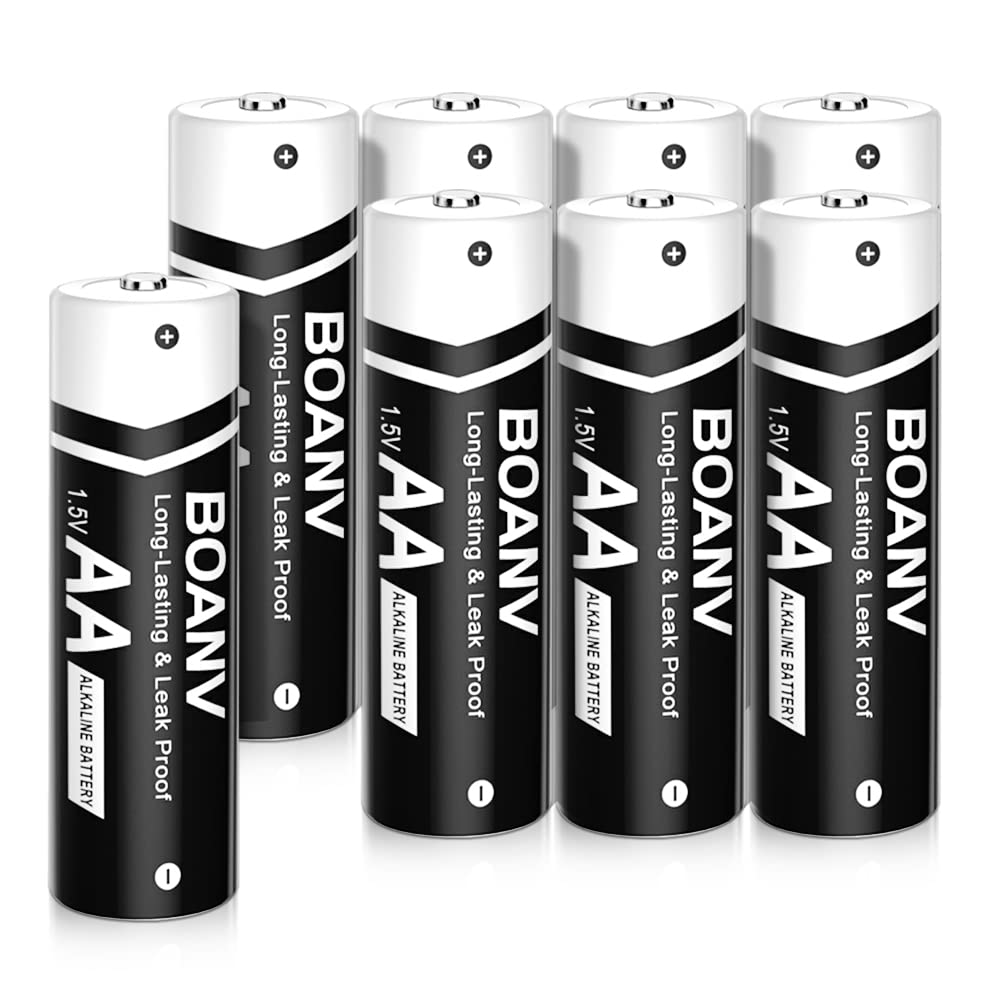 High-Performance 1.5V AA Alkaline Batteries (8-Pack) - Long-Lasting, Leakproof Design with 10+ Year Shelf Life for Household & Business Use | Ideal for Remote Controls, Toys, Flashlights & Office Electronics