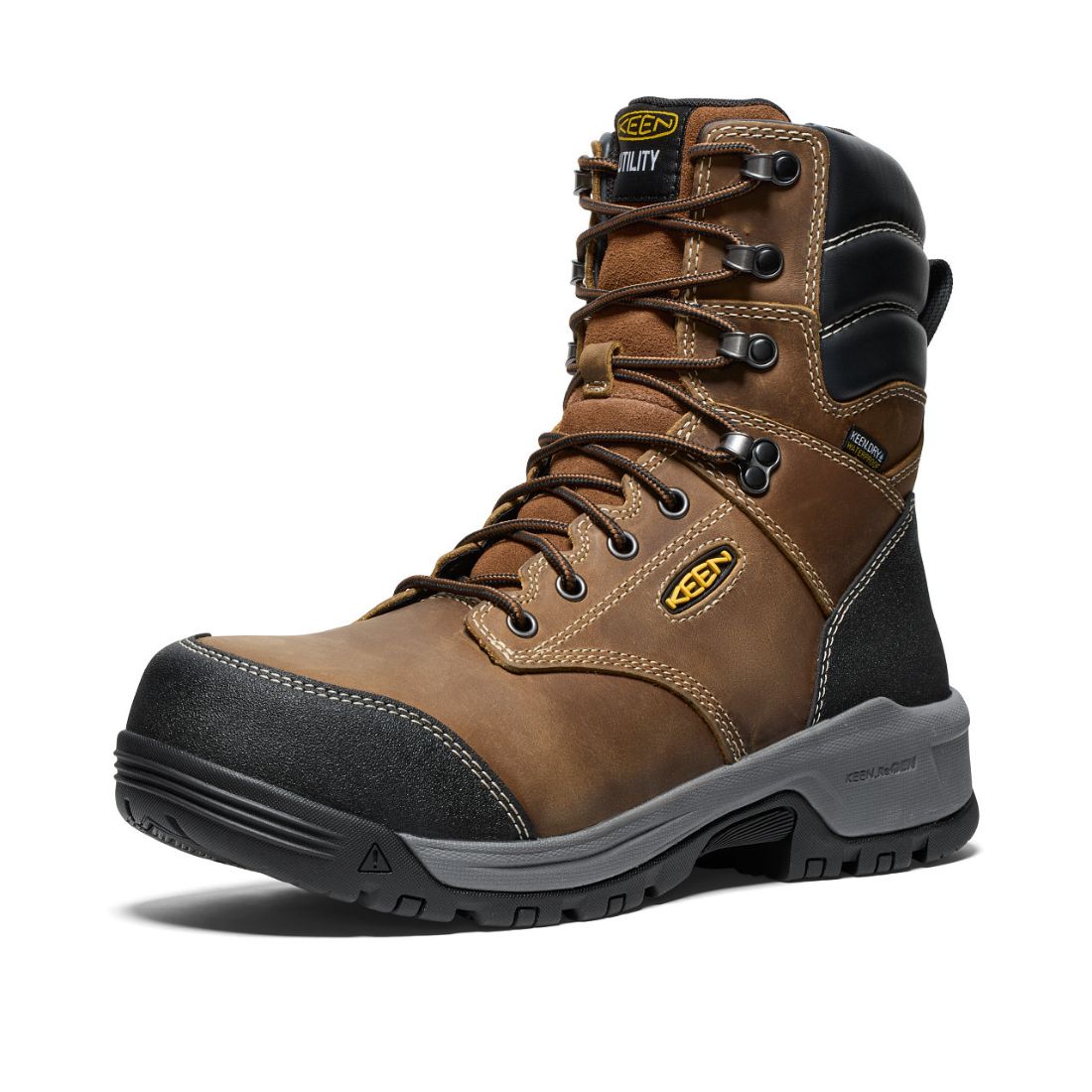 **Keen Evanston Men's Waterproof Composite Toe Work Boots - Size 8, Brown (Model 1029670) - Durable Safety Shoes for Construction, Hiking & Outdoor Work**