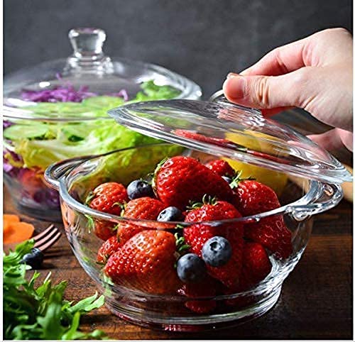 Microwave Safe Glass Bowl Set with Tempered Glass Lid - 1000ml Rice & Dinner Serving Bowl - Durable & Heat-Resistant for Meal Prep, Leftovers & Food Storage - Perfect for Family Dinners, Parties & Everyday Use