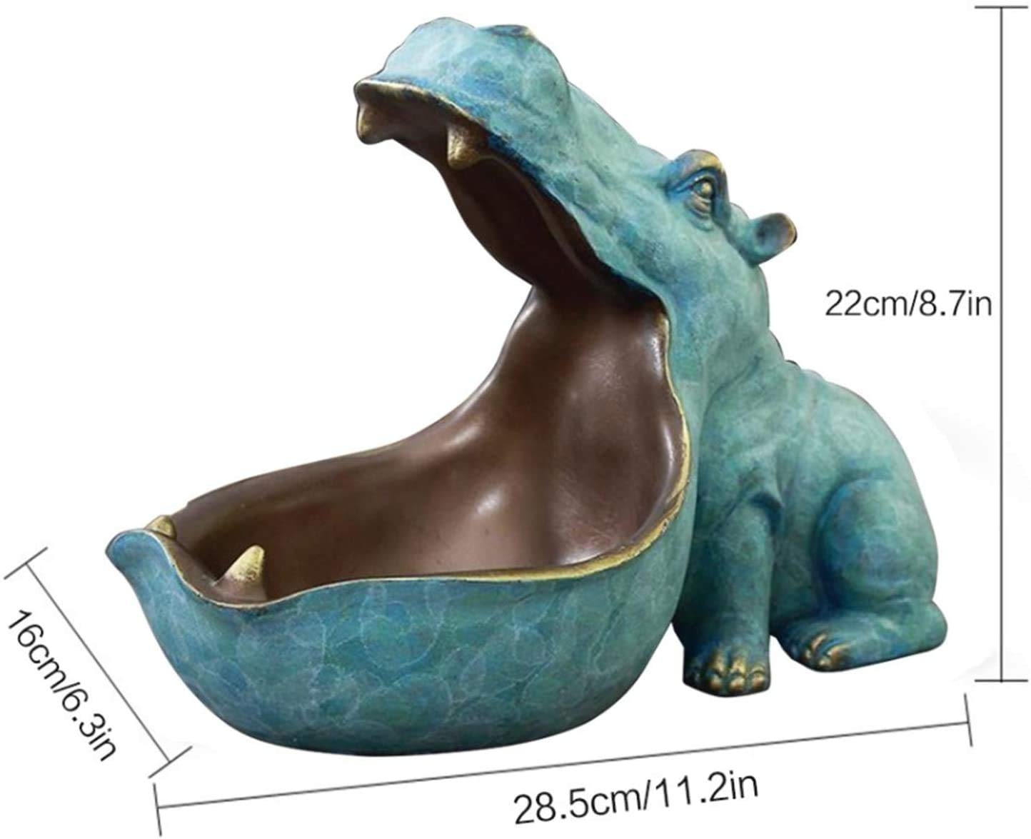 Hippo Shaped Storage Organizer - Animal Sculpture Desktop Organizer for Home & Office Decor, Green - Perfect for Storing Pens, Keys & Small Items on Desk or Shelf