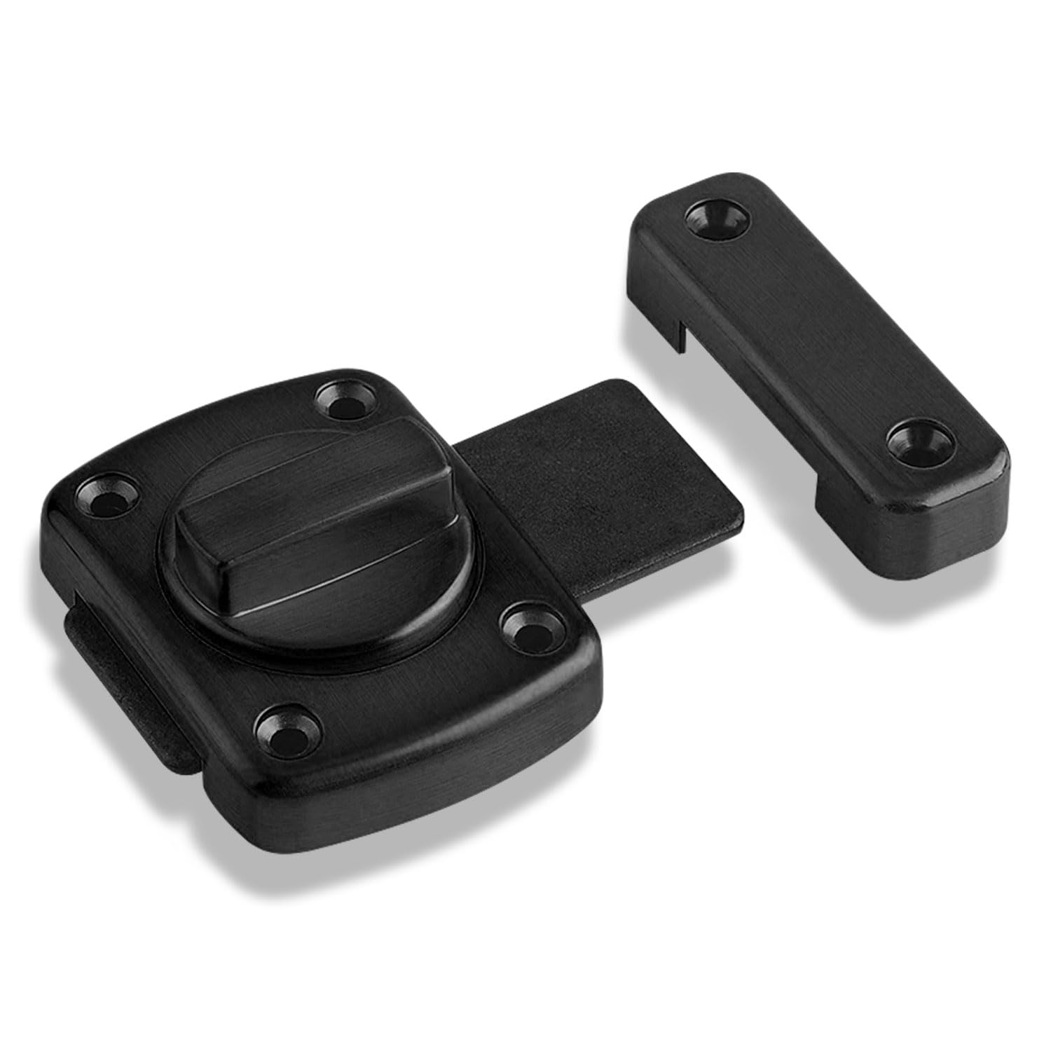 High Security Door Lock - Heavy Duty Bolt Lock with Revolving Spring Latch | Pet Proof Cabinet & Furniture Lock | for Windows, Bathroom Doors (Black) | Ideal for Home Safety & Pet Containment