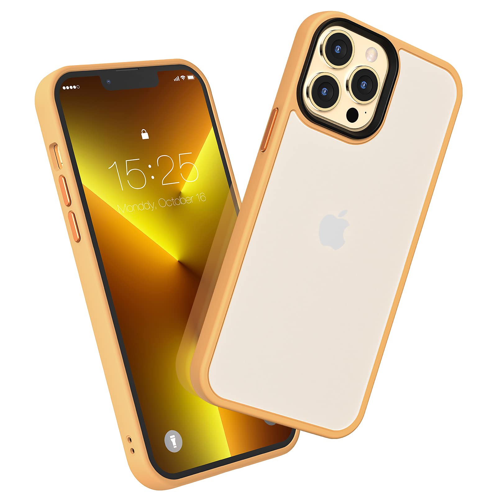 Matte Shockproof Phone Case for iPhone 13 Pro Max (6.7 Inch 2021) - Non-Slip Protective Hard Cover with Bumper | Perfect for Outdoor Activities, Work & Daily Use - Yellow
