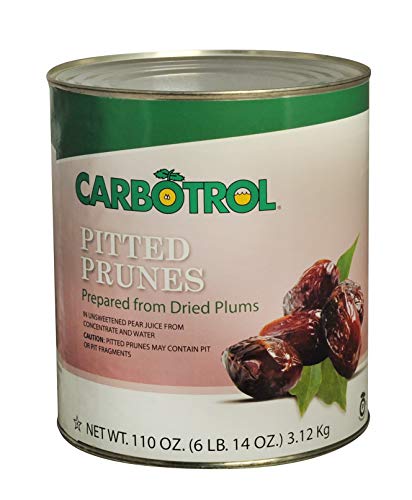 Premium Carbotrol #10 Juice Packed Canned Fruit - Pitted Prunes (110oz Can) | High-Quality Dried Plums for Baking, Snacking & Healthy Recipes | Bulk Pantry Essentials for Restaurants & Home Cooking