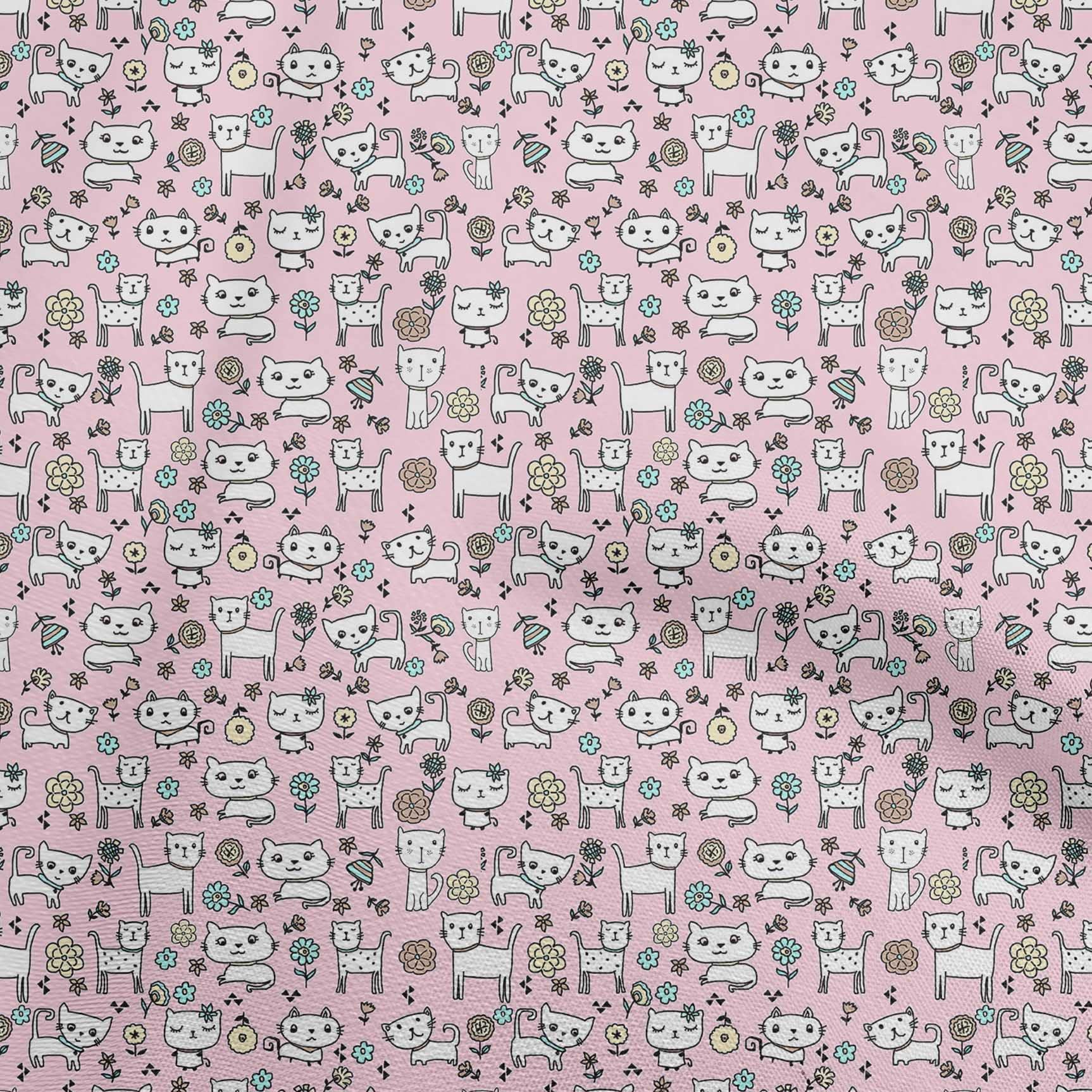 oneOone Velvet Light Pink Fabric for Kids - 58 Inch Wide Printed Animal Sewing Material by The Yard | DIY Clothing & Craft Supplies | Perfect for Costumes, Blankets & Home Decor Projects
