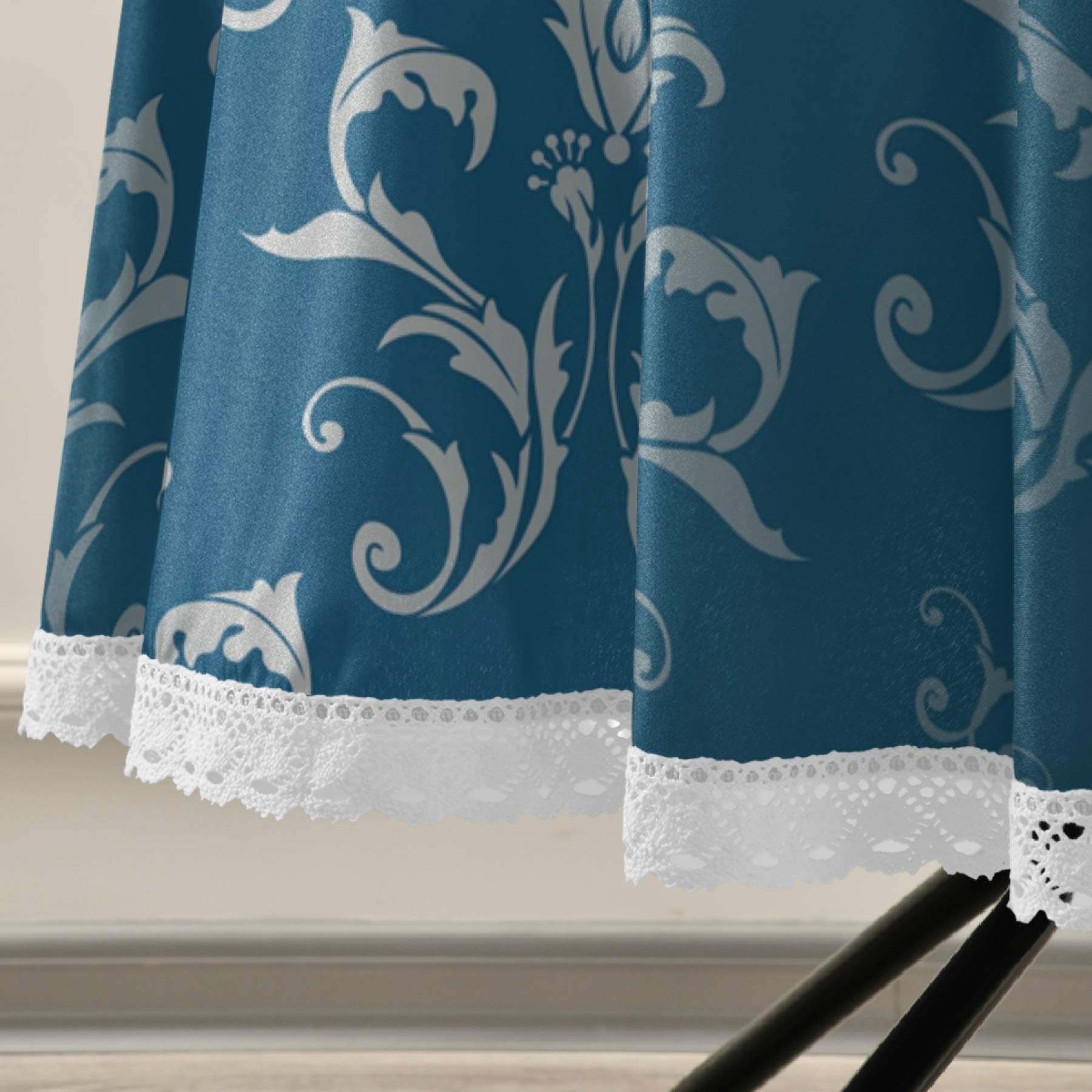 Royal Aqua Blue Floral Waterproof Round Tablecloth 60