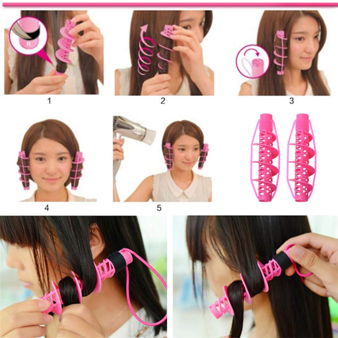 4Pcs Hair Rollers for Women & Girls - No Heat No Clip Spiral Curling DIY Tool, Salon Hairdressing Styling Rods for Soft Natural Curls - Perfect for Home Use, Parties & Special Occasions