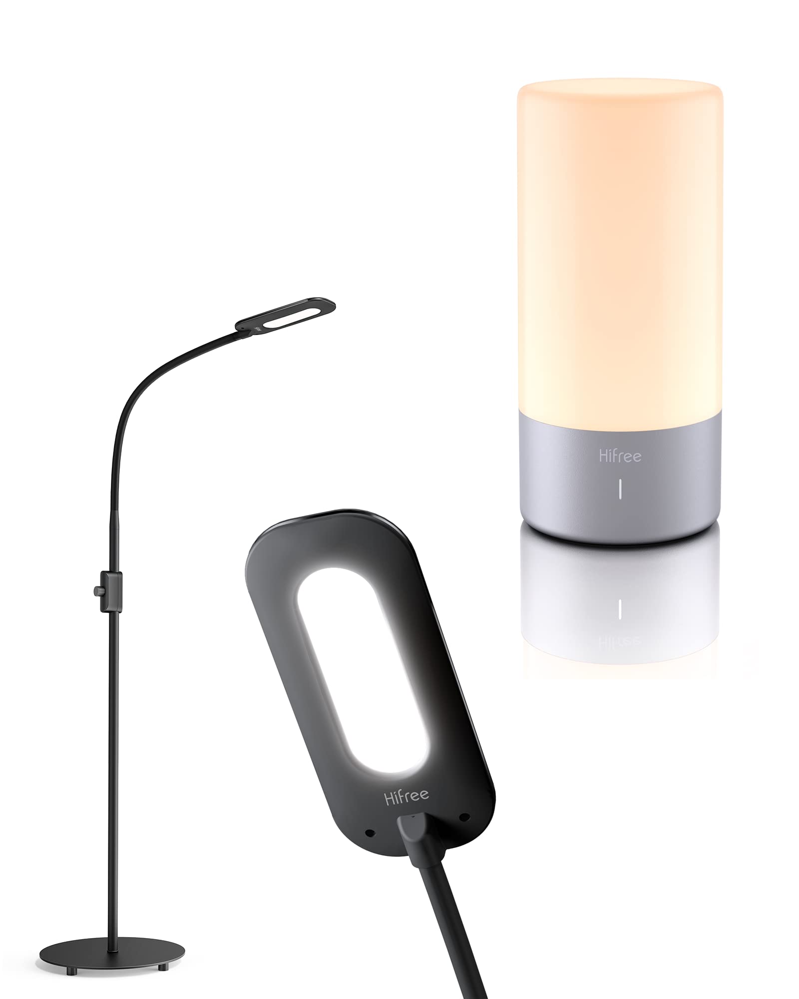 Touch Sensor LED Table Lamp & Floor Lamp Bundle - Adjustable 3000K-6000K Color Temperature, Stepless Dimmer, Warm White Reading Light for Bedroom, Living Room, Office & Study